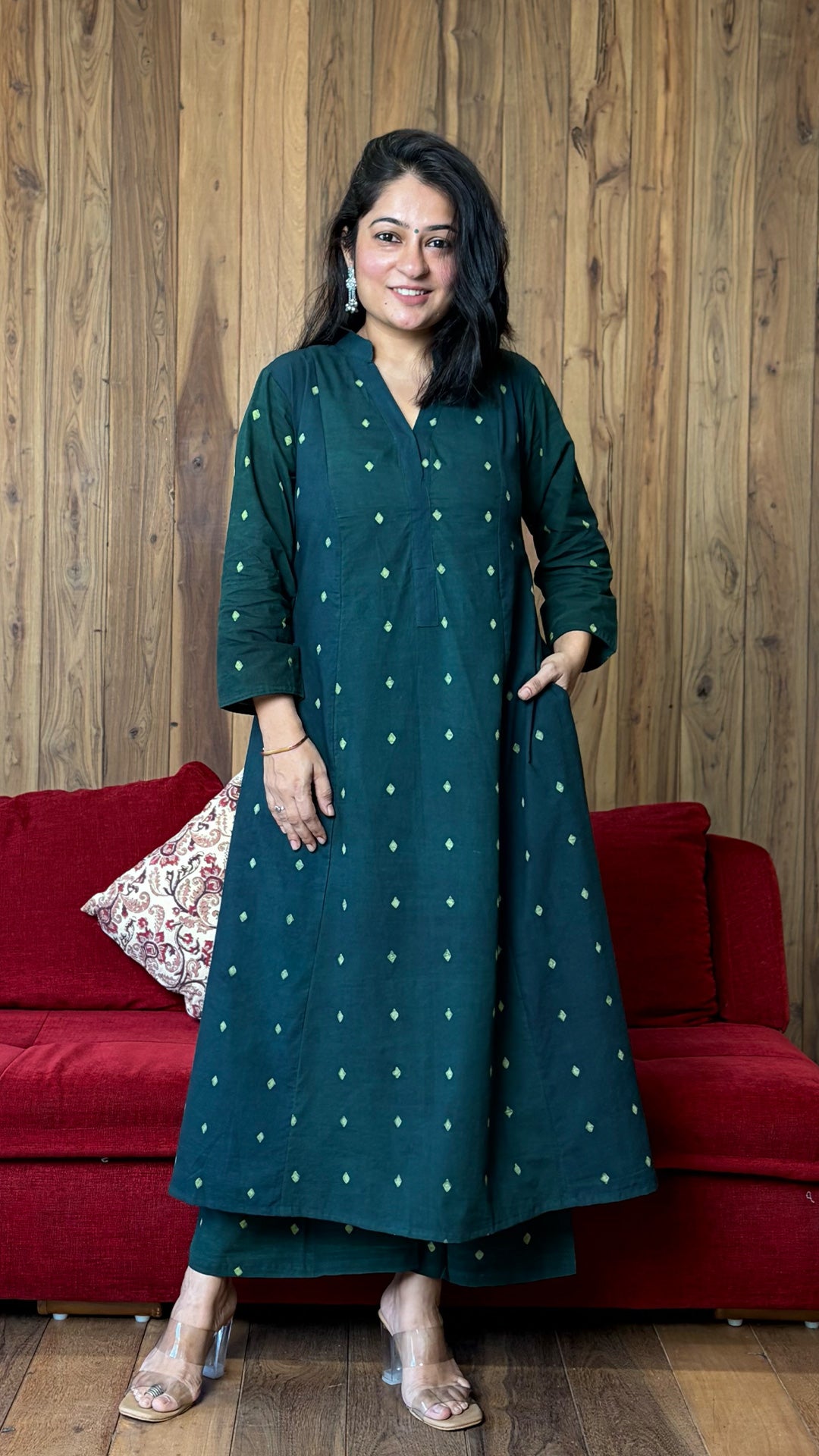 The Diamond Dabu Kali Kurta In Green