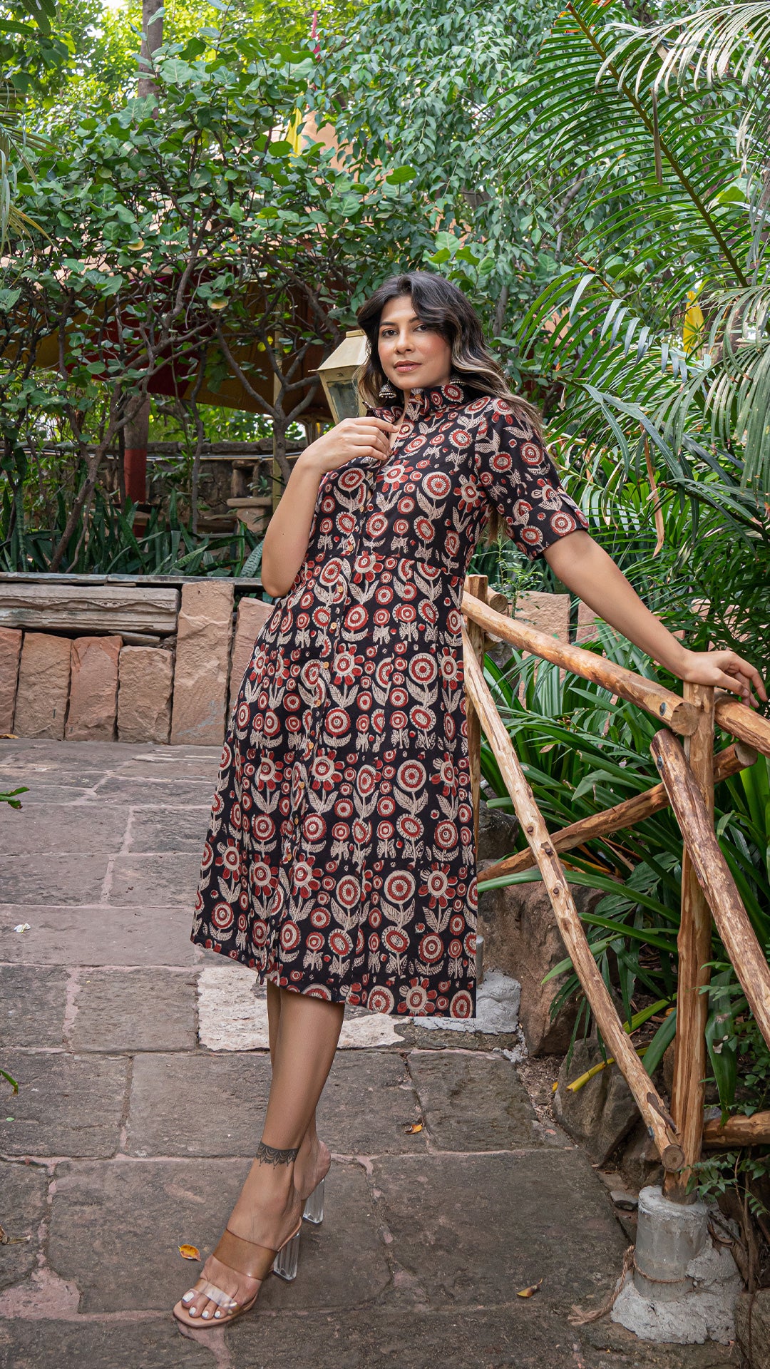 Yashita Jahota Hand Block Cotton Shirt Dress - Black