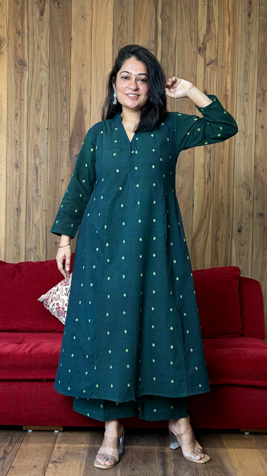 The Diamond Dabu Kali Kurta In Green