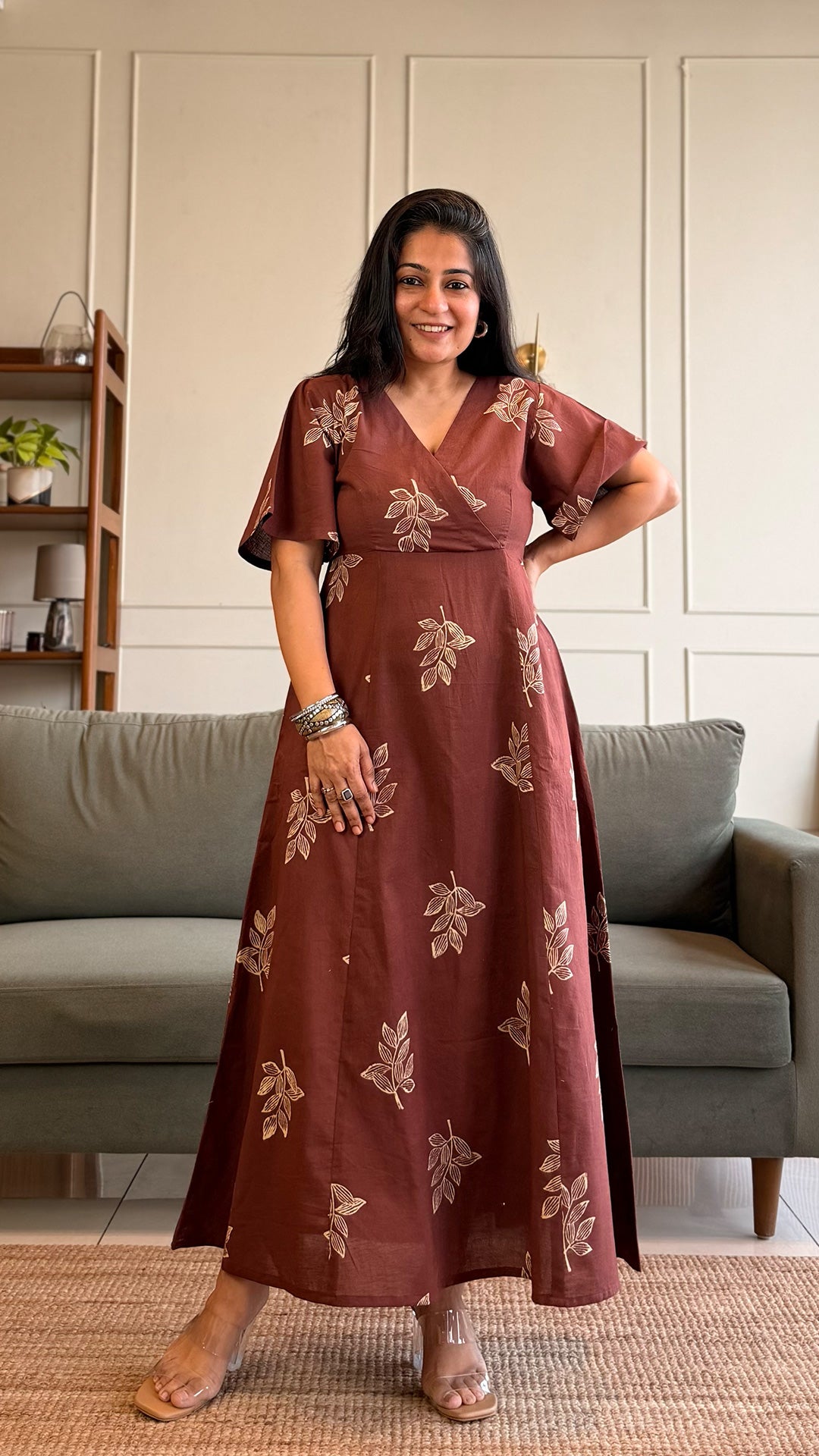 Emily Cotton Midi Dress - Burgundy