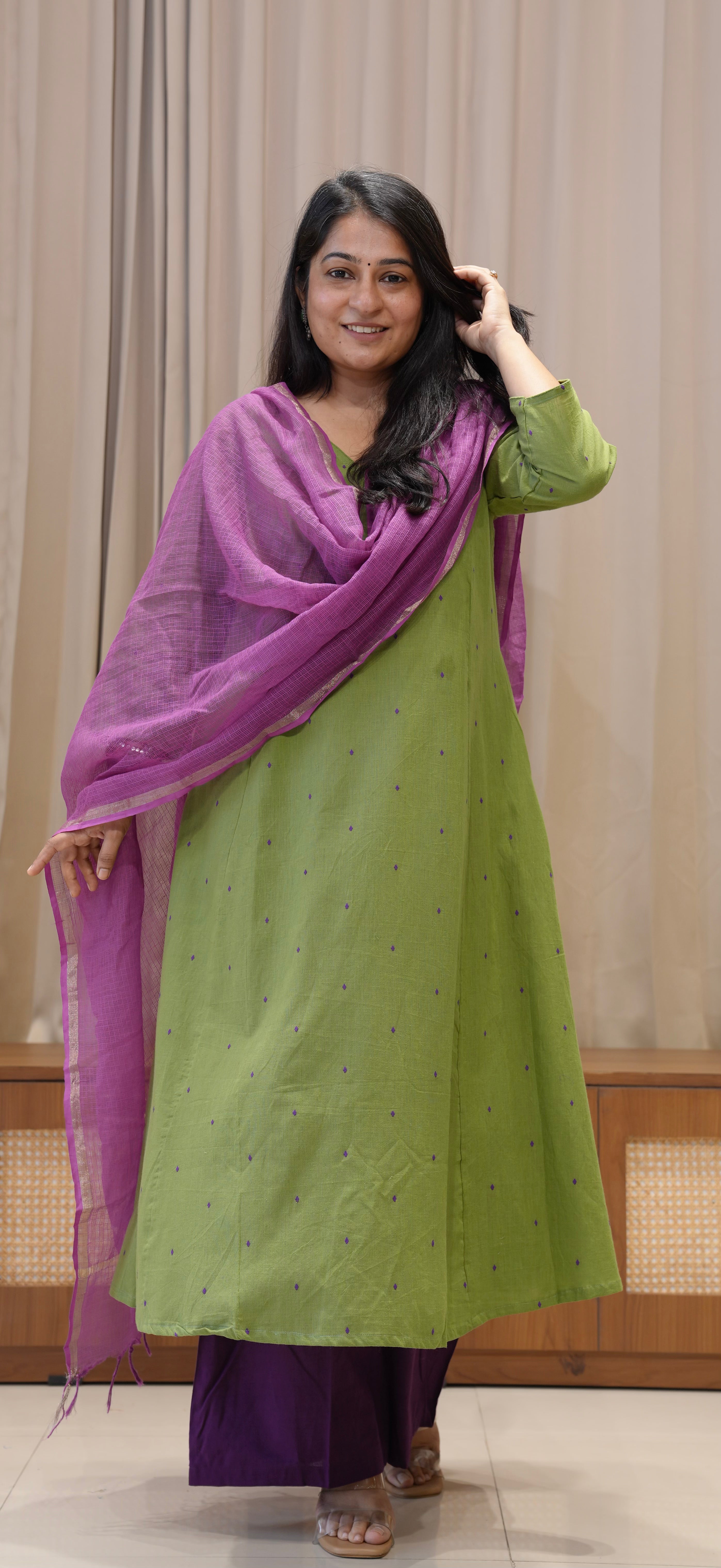Khushbu Handwoven Cotton Kurta - Cardamom Green