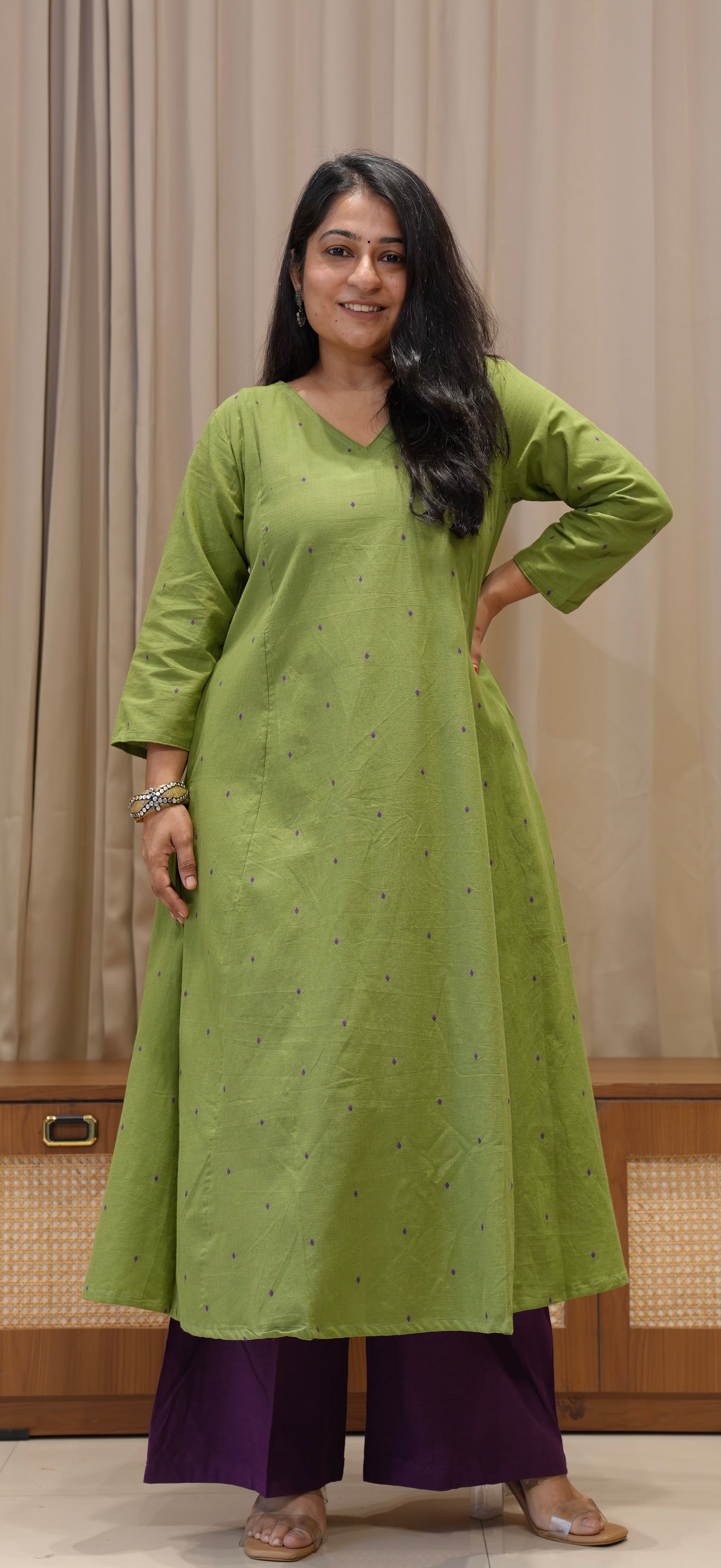 Khushbu Handwoven Cotton Kurta - Cardamom Green