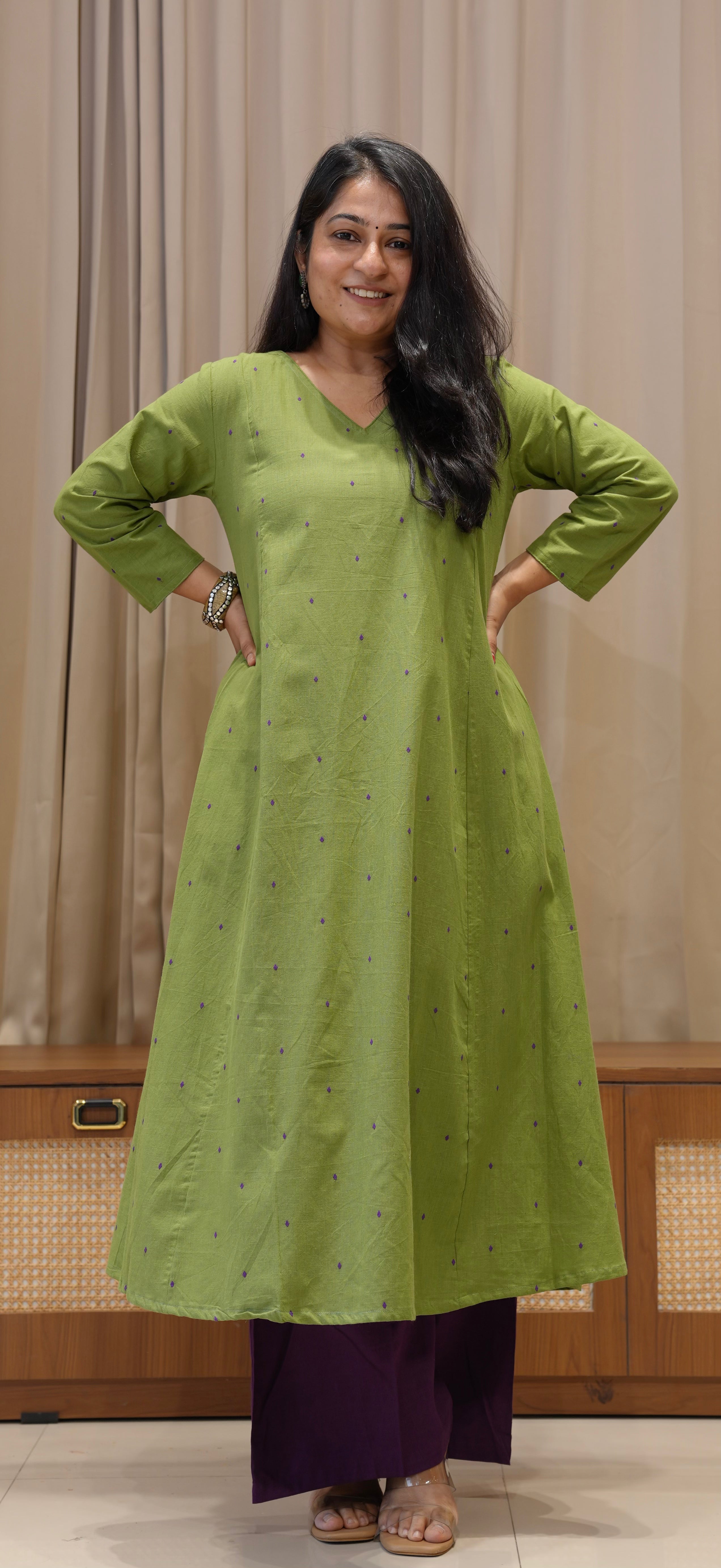 Khushbu Handwoven Cotton Kurta - Cardamom Green
