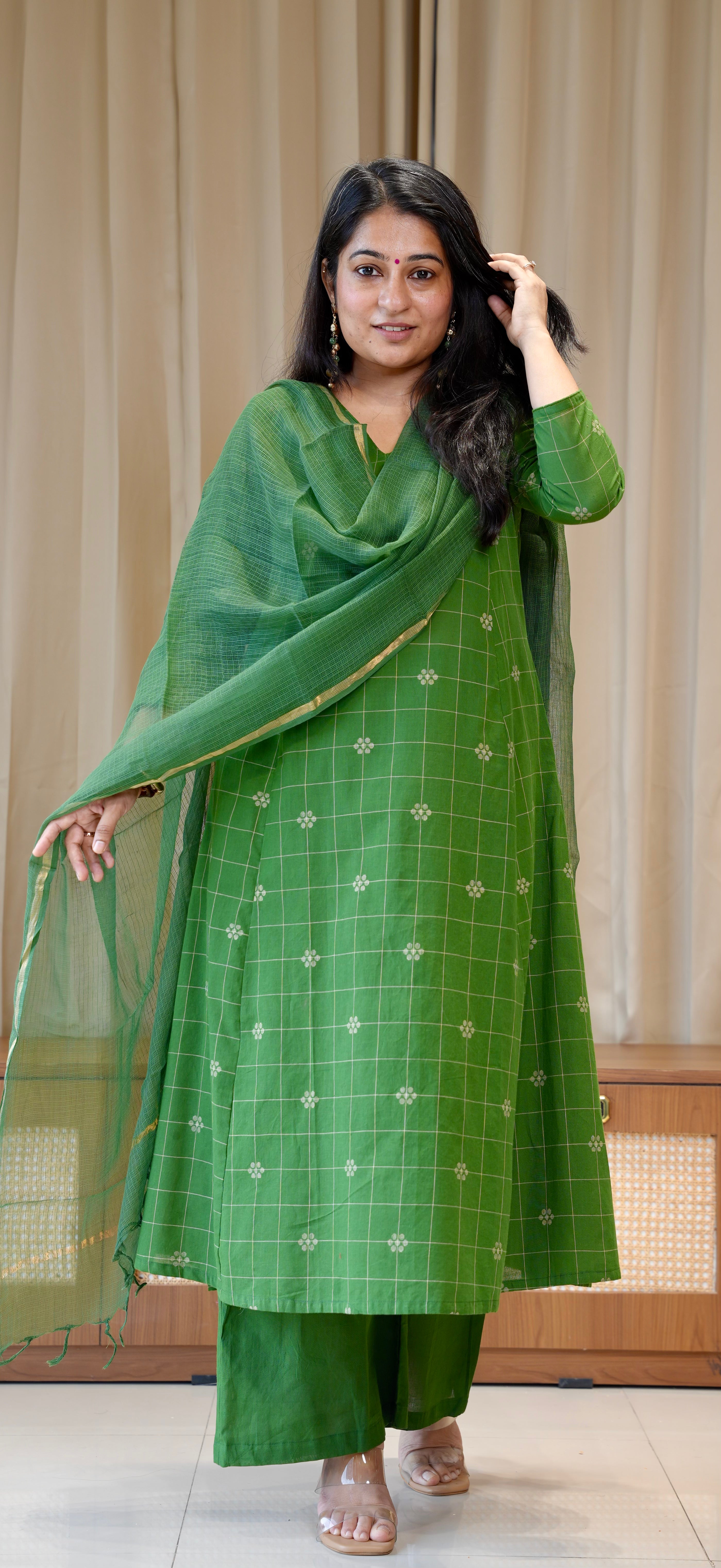 Ananya Handwoven Cotton Kurta - Green