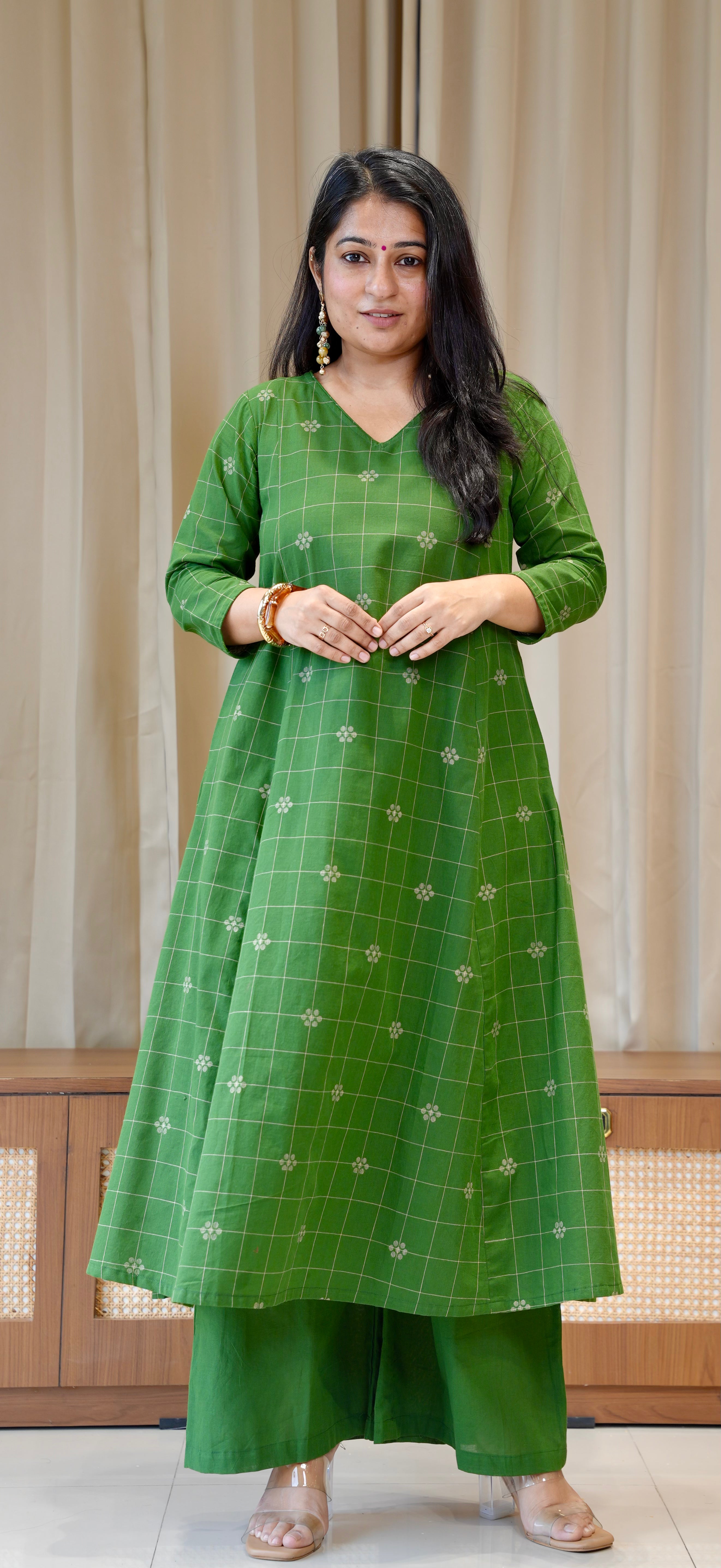 Ananya Handwoven Cotton Kurta - Green