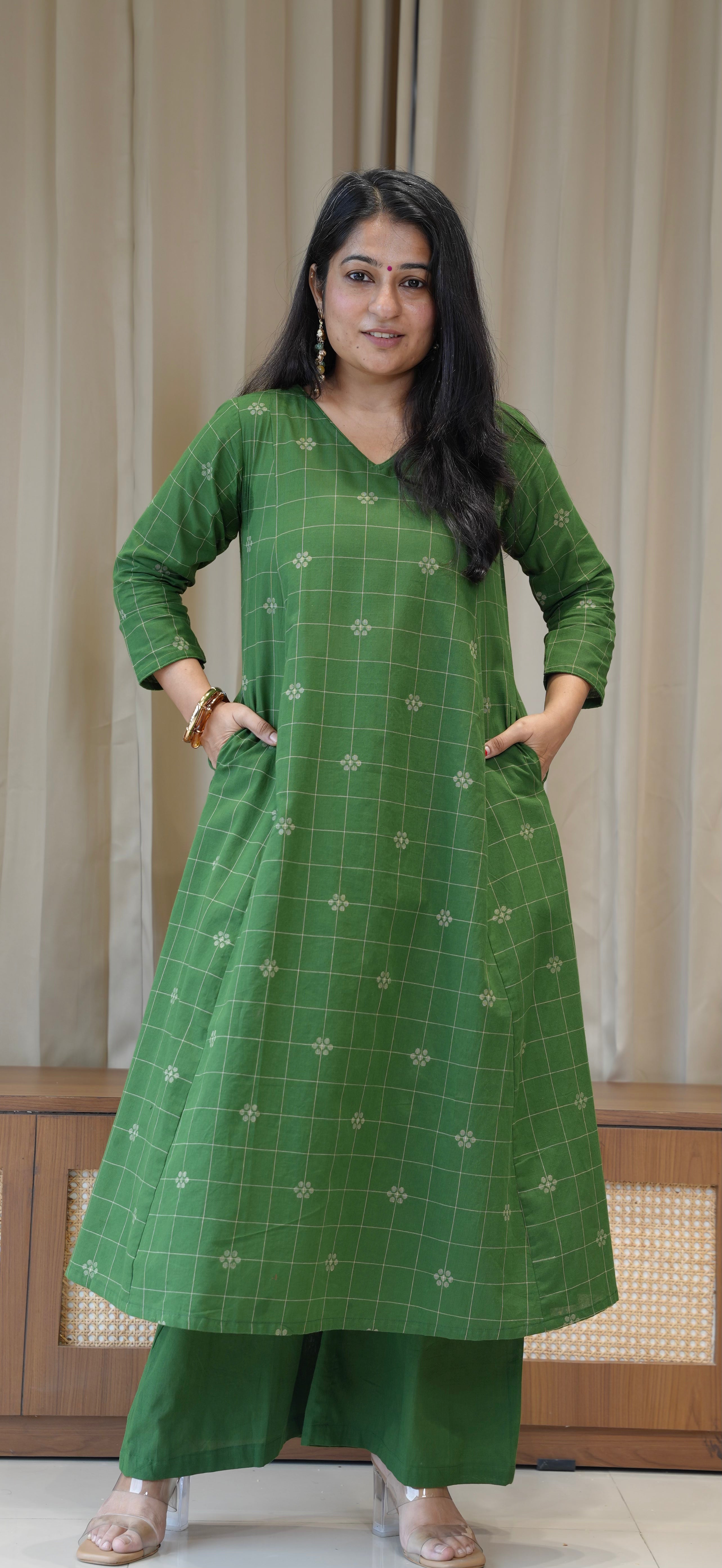 Ananya Handwoven Cotton Kurta - Green