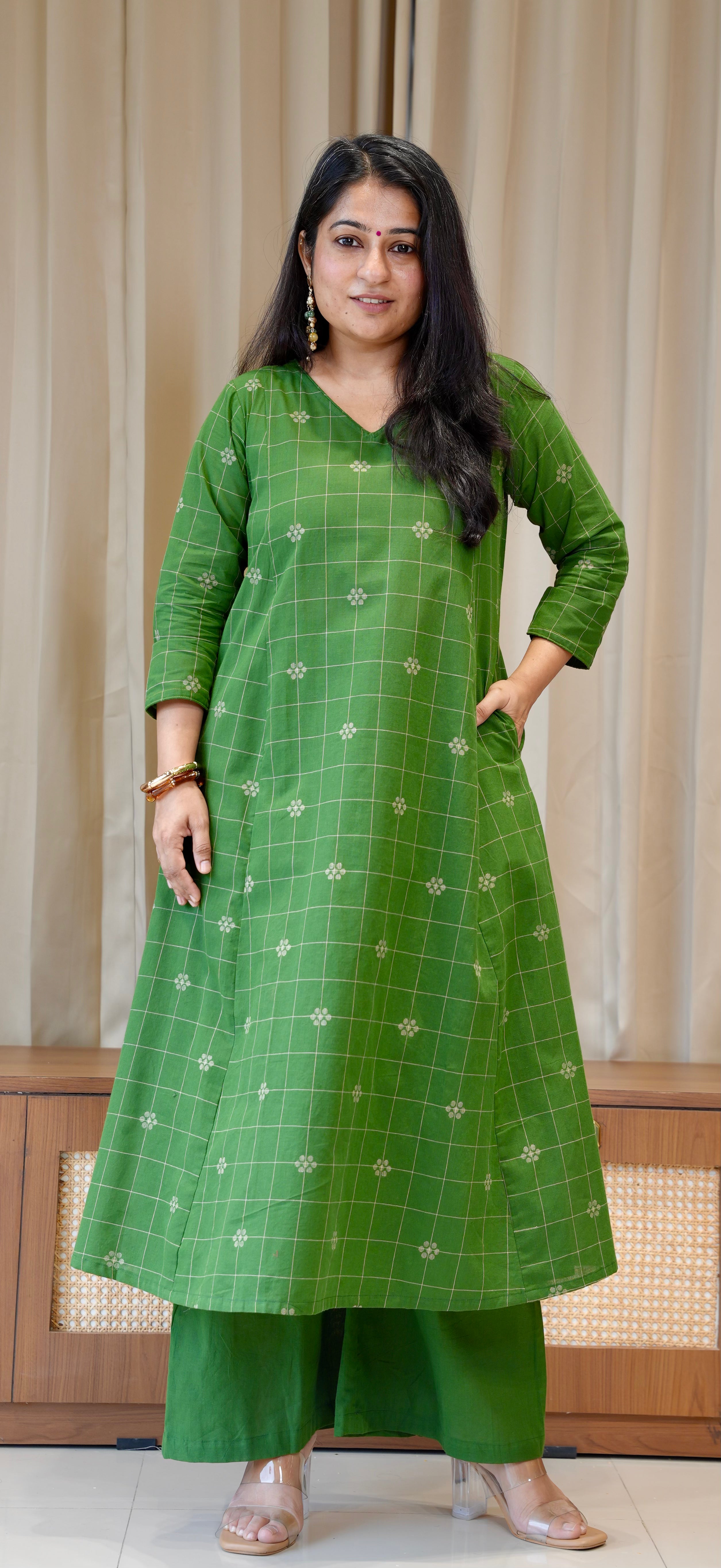 Ananya Handwoven Cotton Kurta - Green