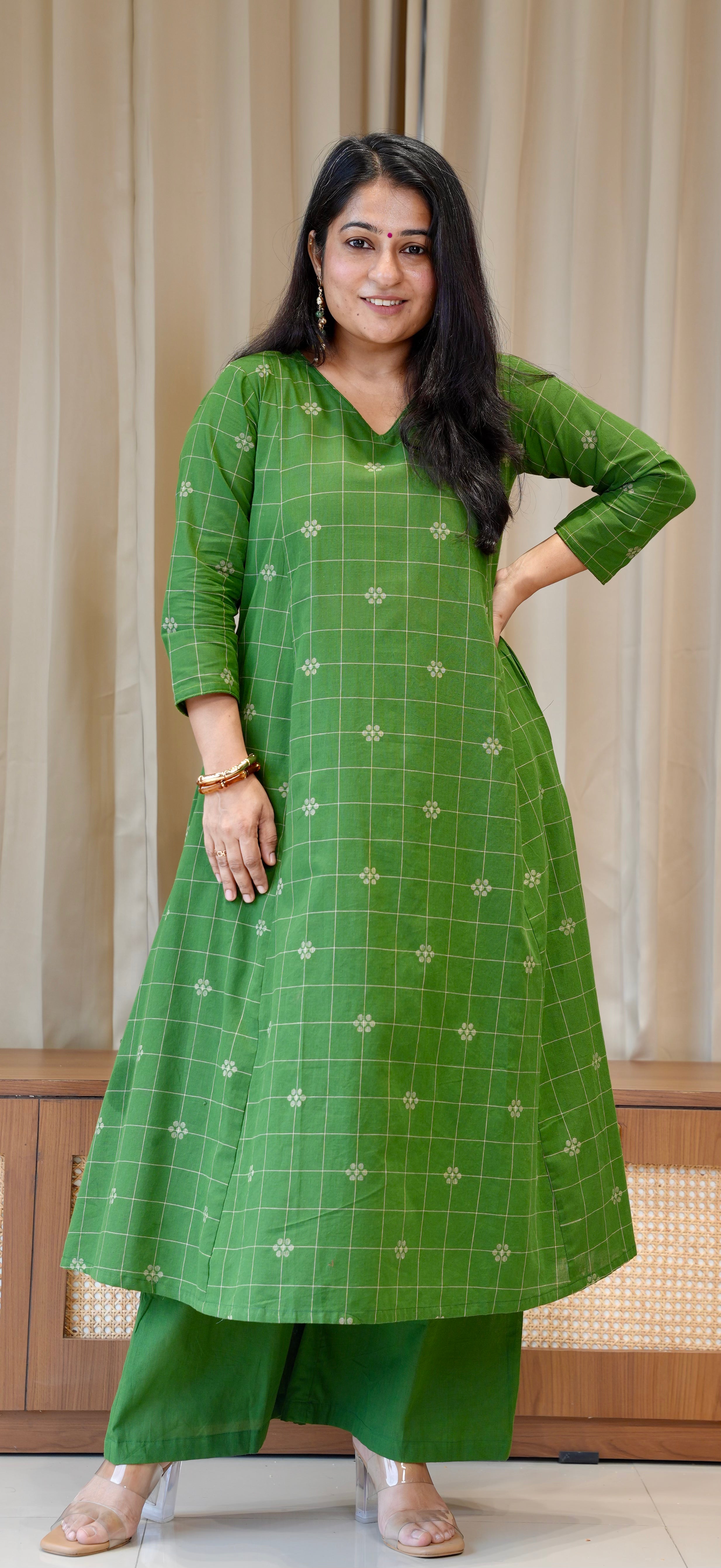 Ananya Handwoven Cotton Kurta - Green