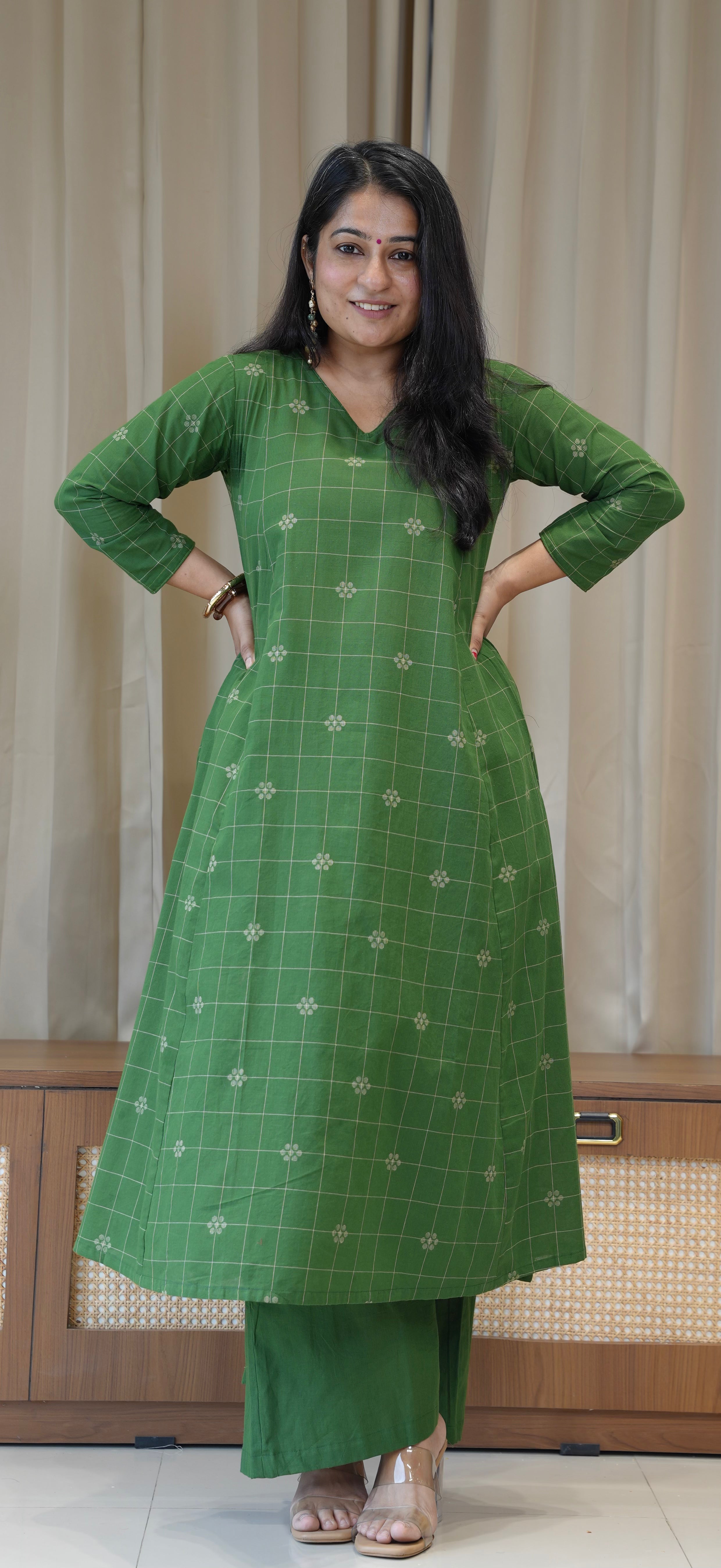 Ananya Handwoven Cotton Kurta - Green