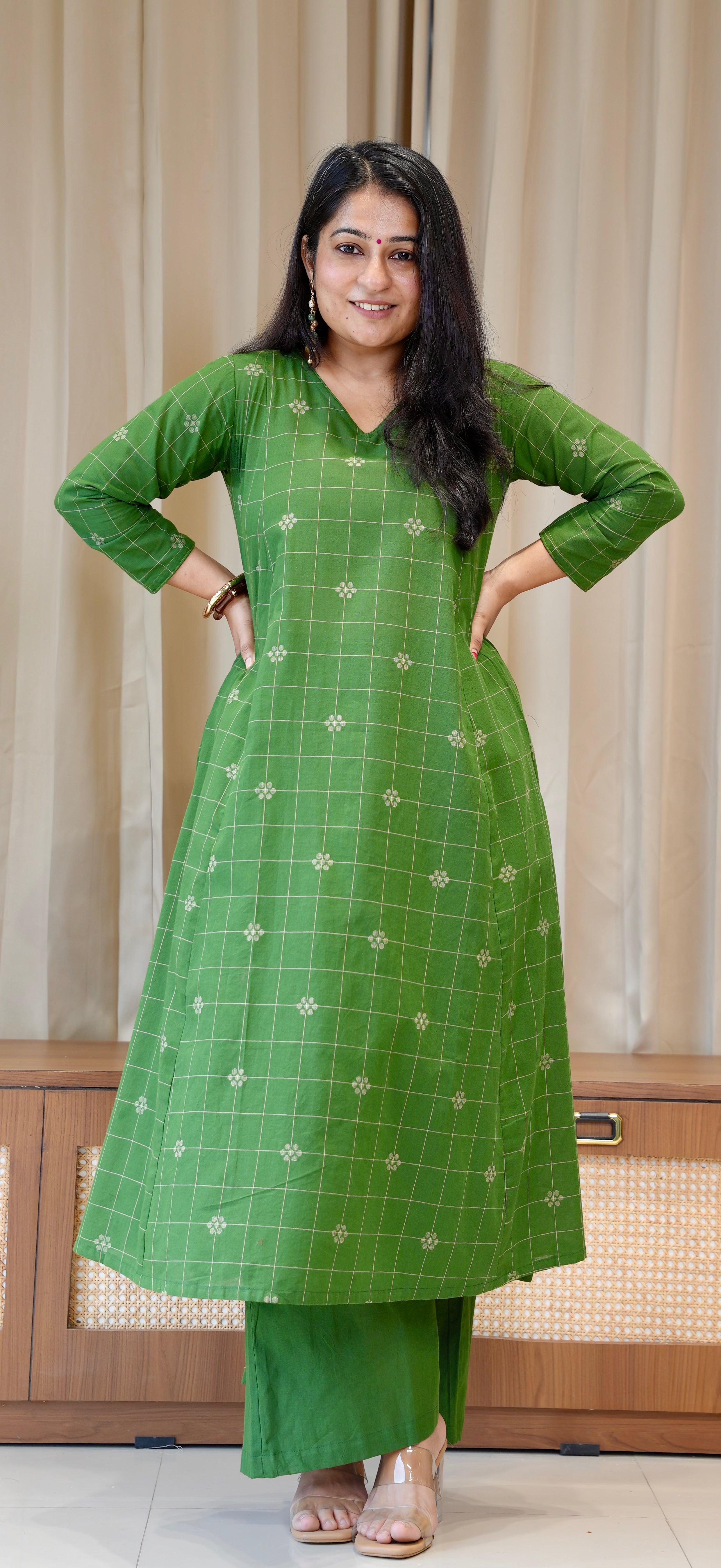 Ananya Handwoven Cotton Kurta - Green
