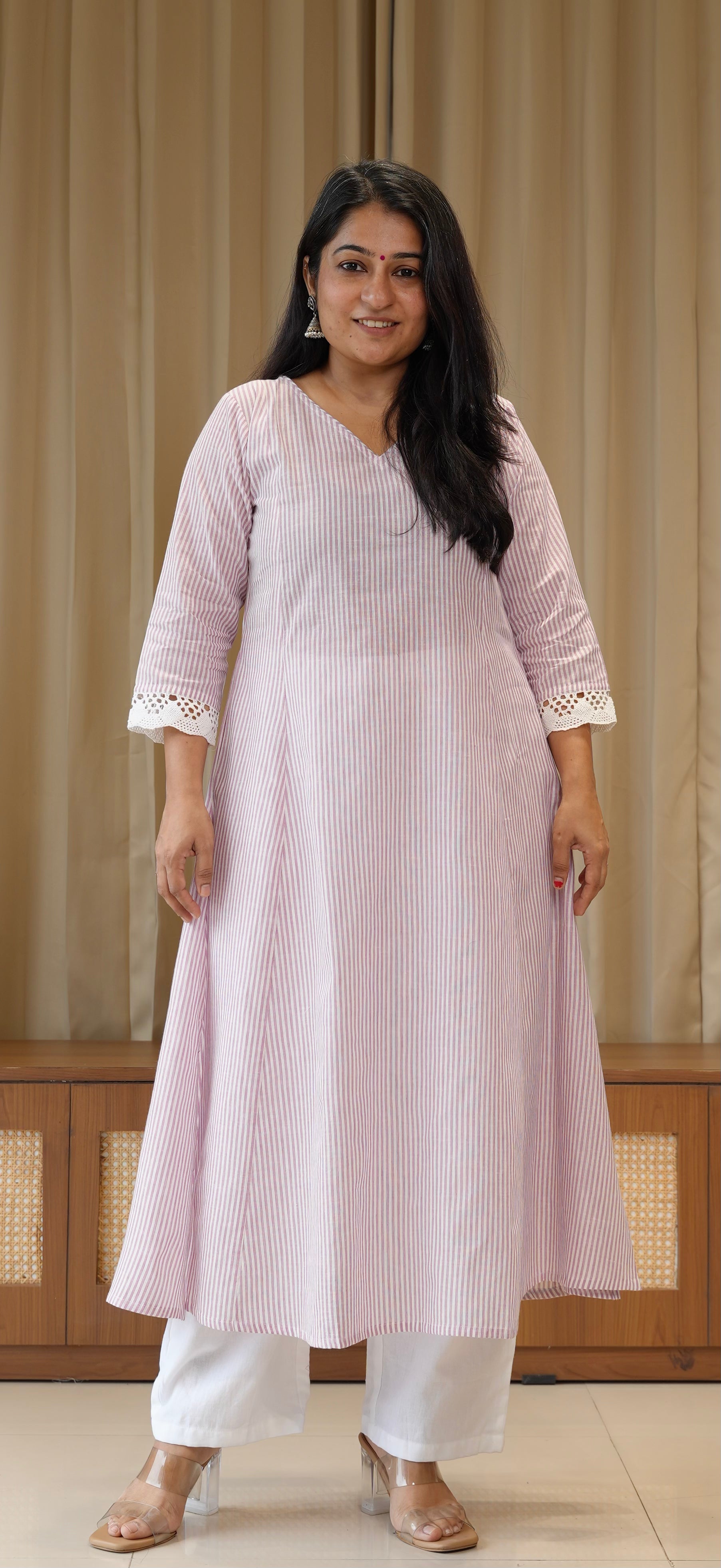 Lavender Stripes Handwoven Cotton Kurta