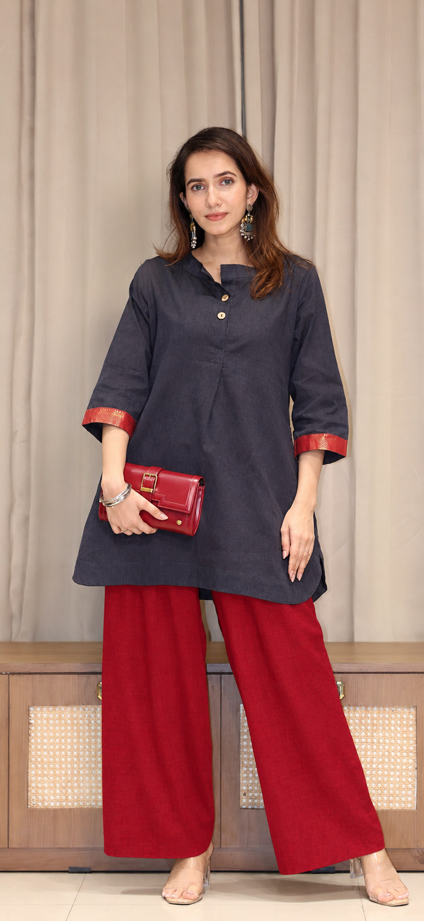 Himani Mangalgiri Cotton Farsi Kurta Set With Nizam Border - Black
