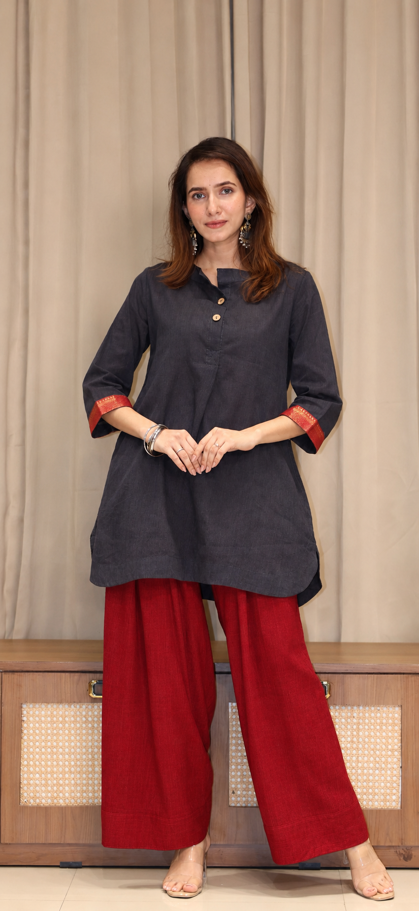 Himani Mangalgiri Cotton Farsi Kurta Set With Nizam Border - Black