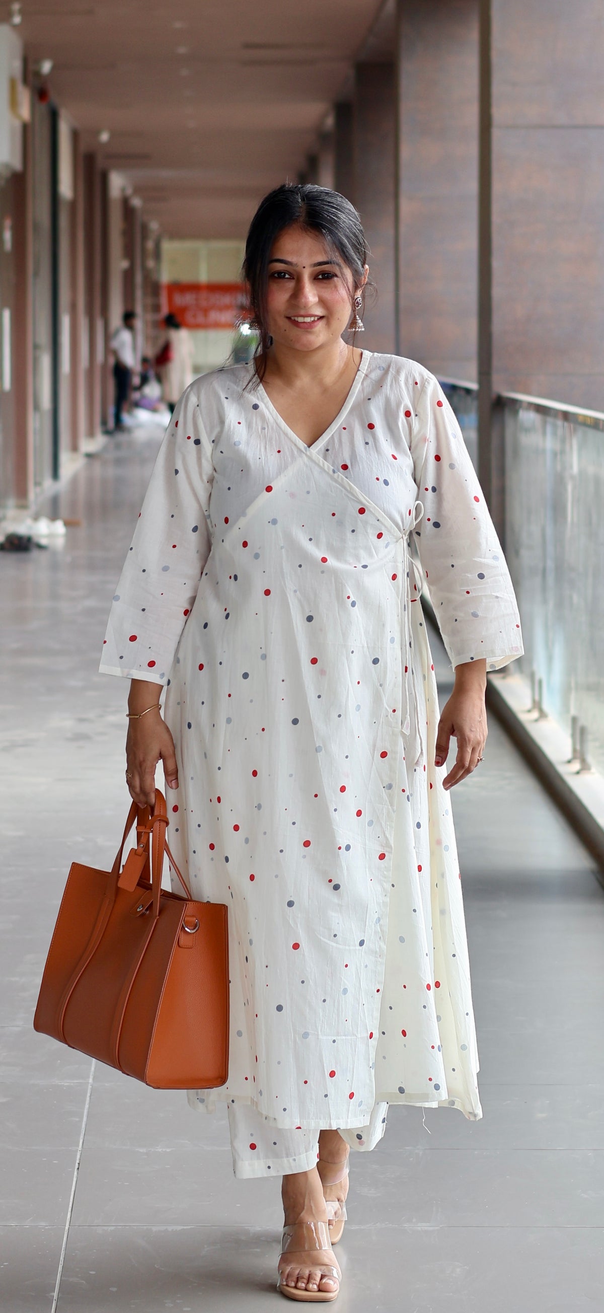 Mannsi Multicolour Polka Dots Cotton Kurta Set