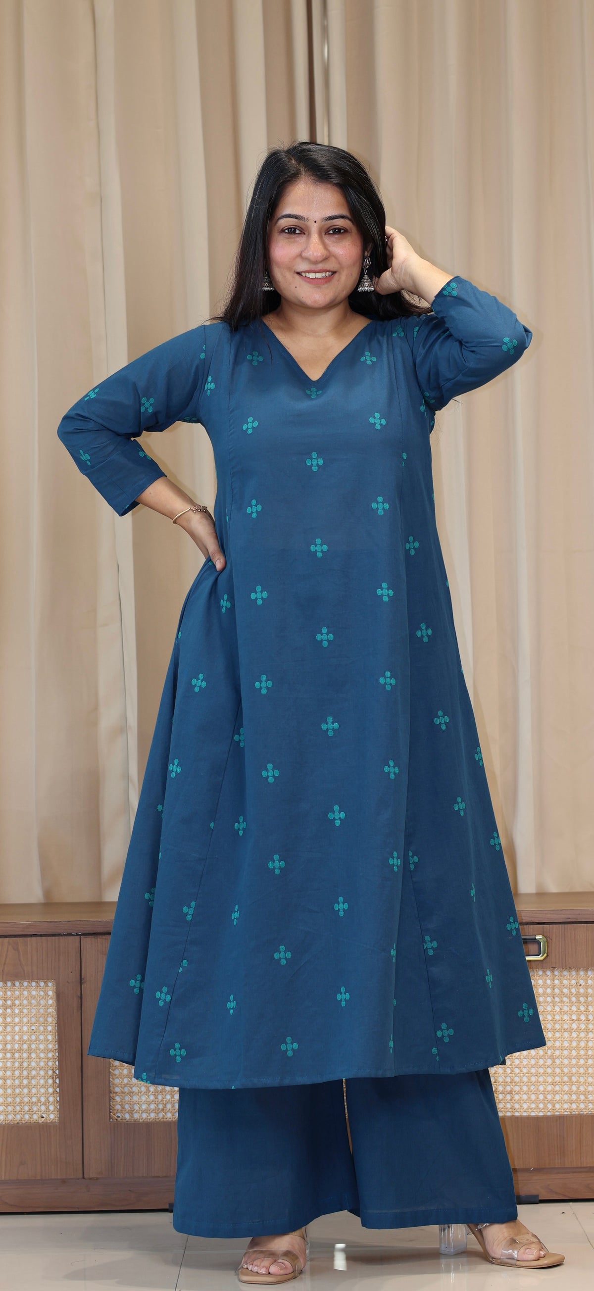 Ananya Handwoven Cotton Kurta Set - Blue