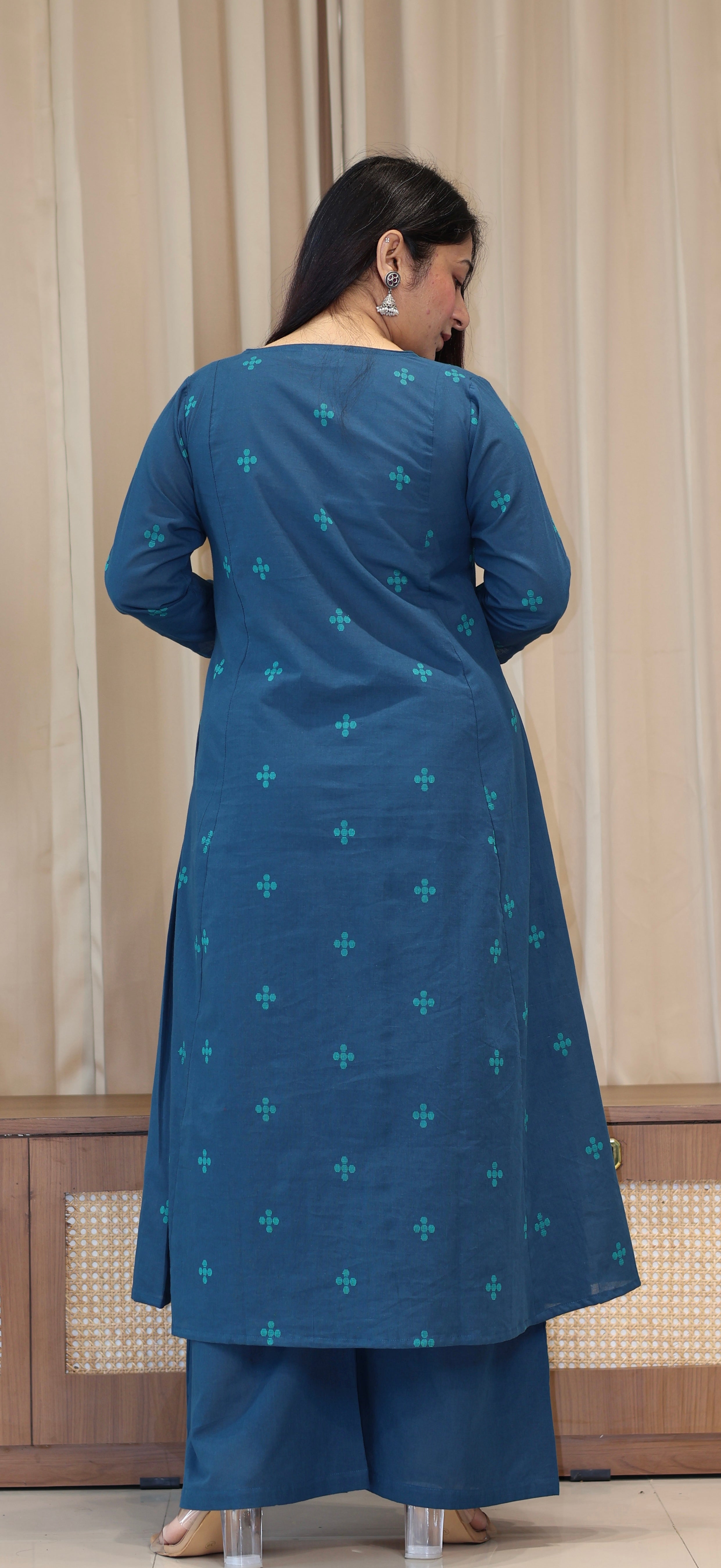 Ananya Handwoven Cotton Kurta Set - Blue
