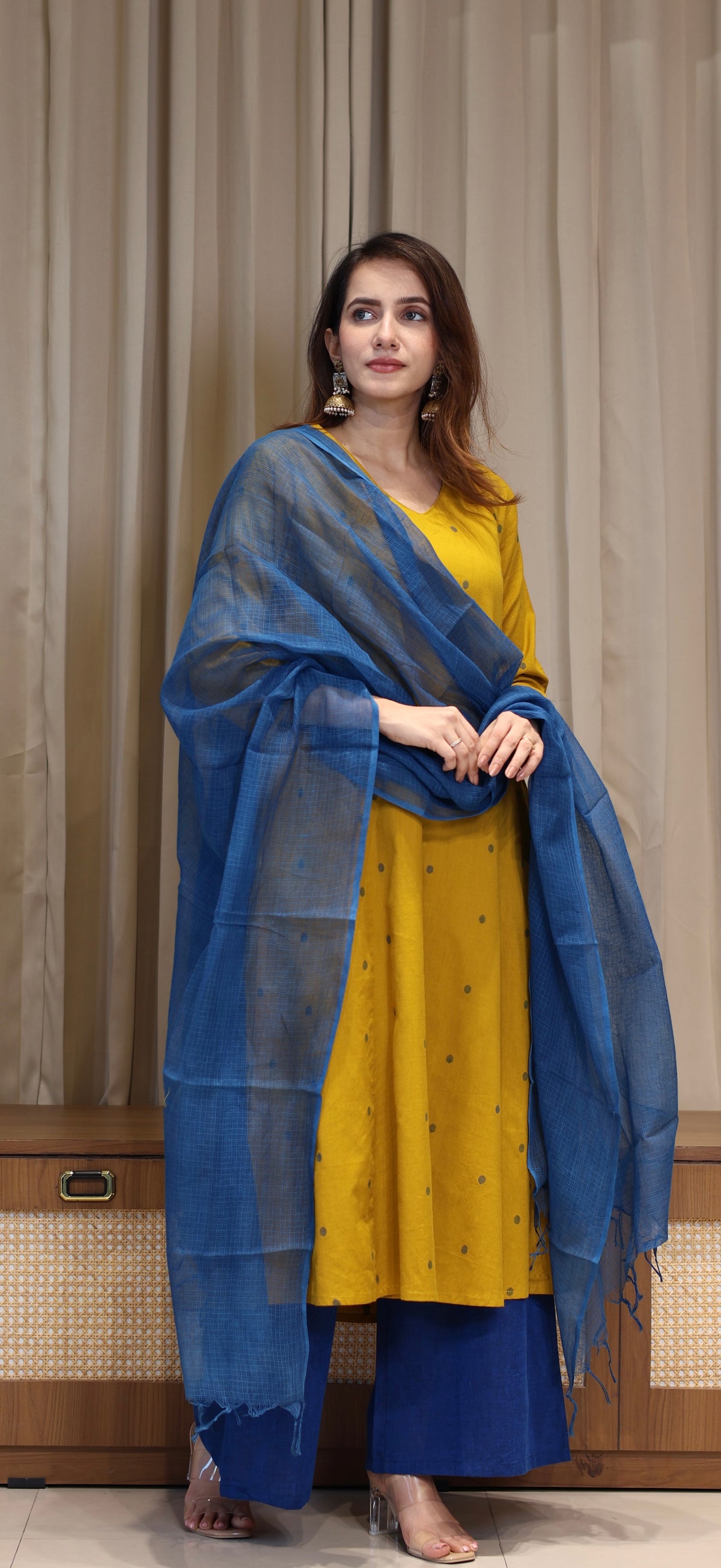Priyali Mercerised Cotton Handwoven Kurta - Yellow