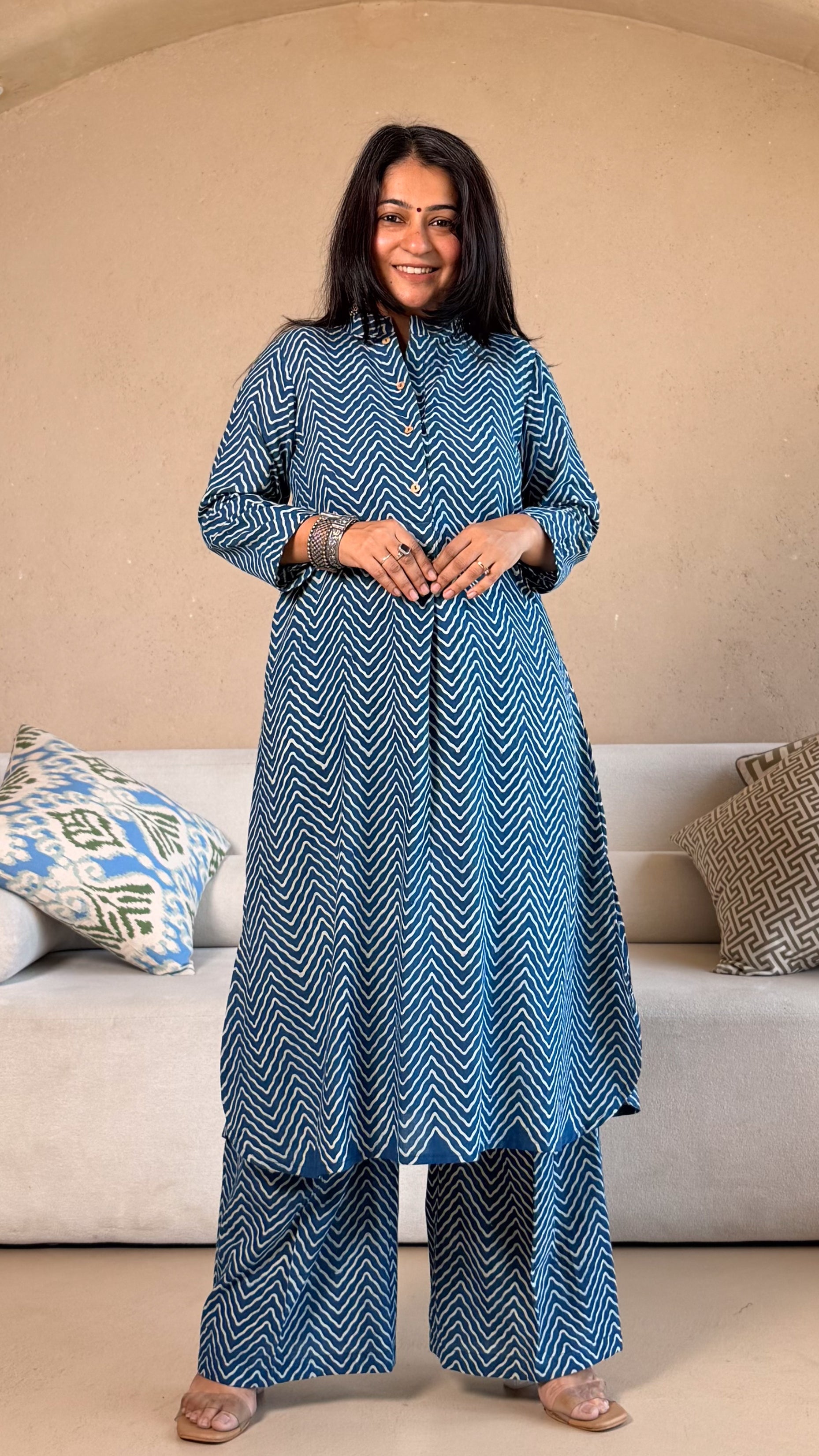 Indigo Zig Zag Cotton Co-ord