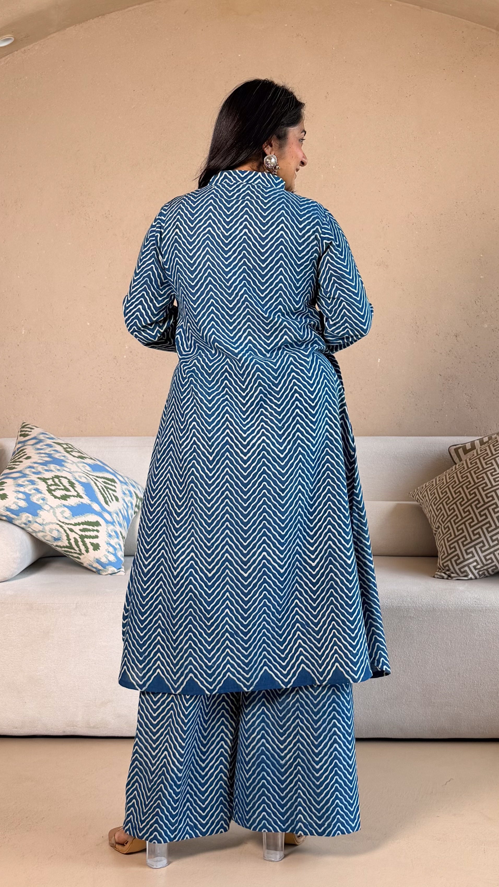 Indigo Zig Zag Cotton Co-ord