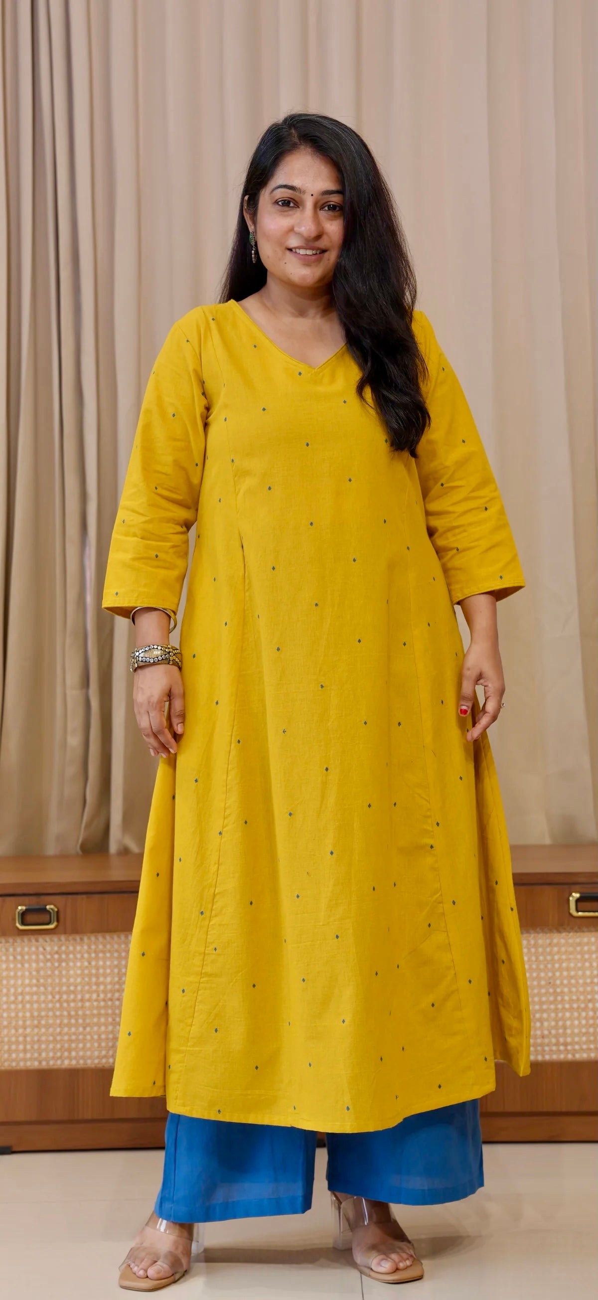 Kritika Handwoven Cotton Kurta - Yellow