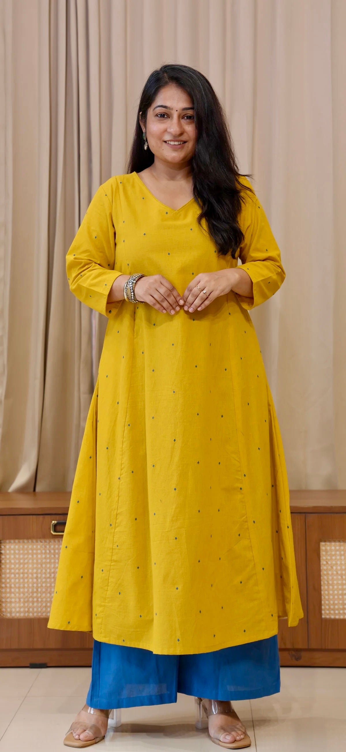 Kritika Handwoven Cotton Kurta - Yellow