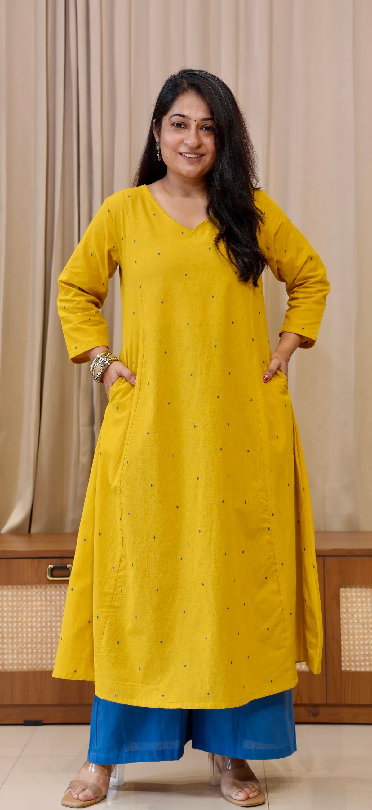 Kritika Handwoven Cotton Kurta - Yellow