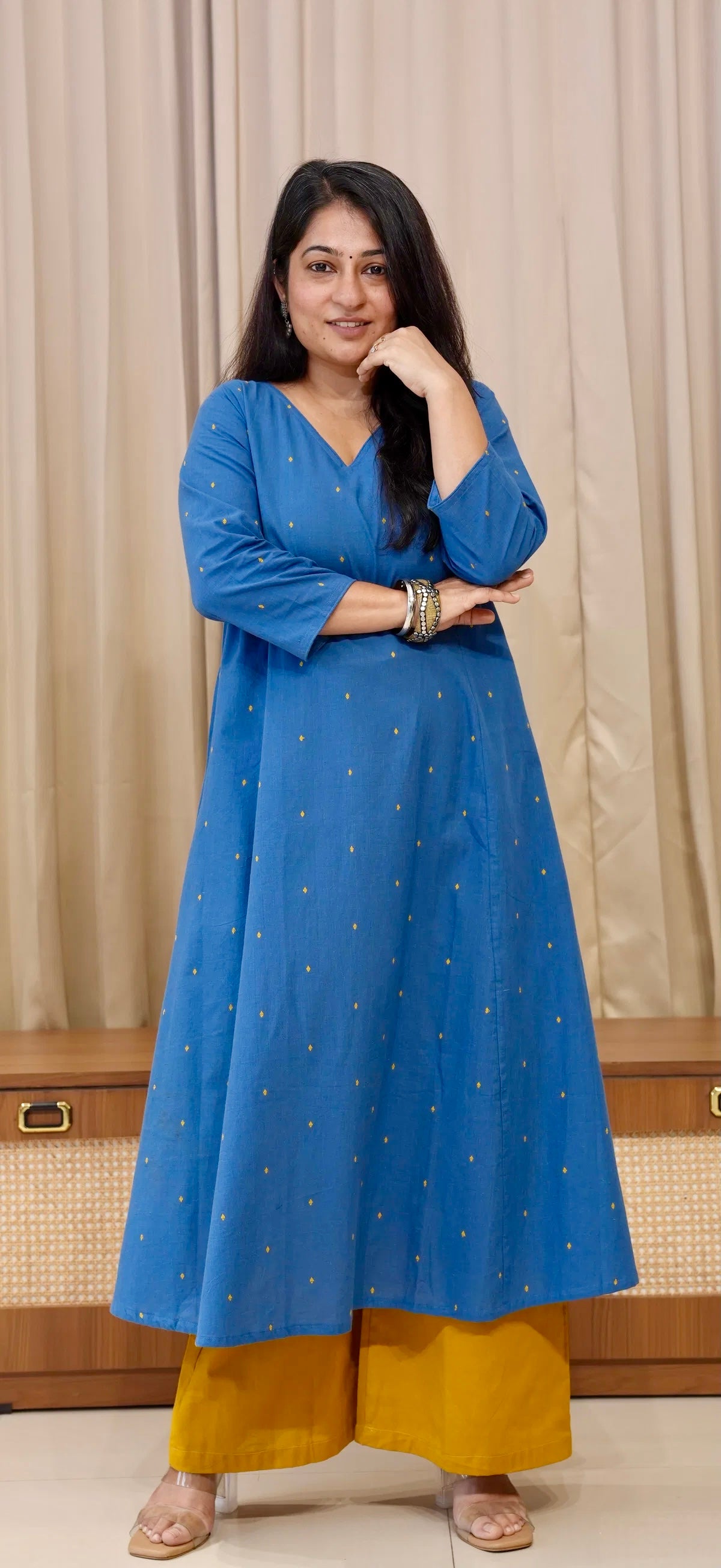 Anjali Handwoven Cotton Kurta - Denim Blue