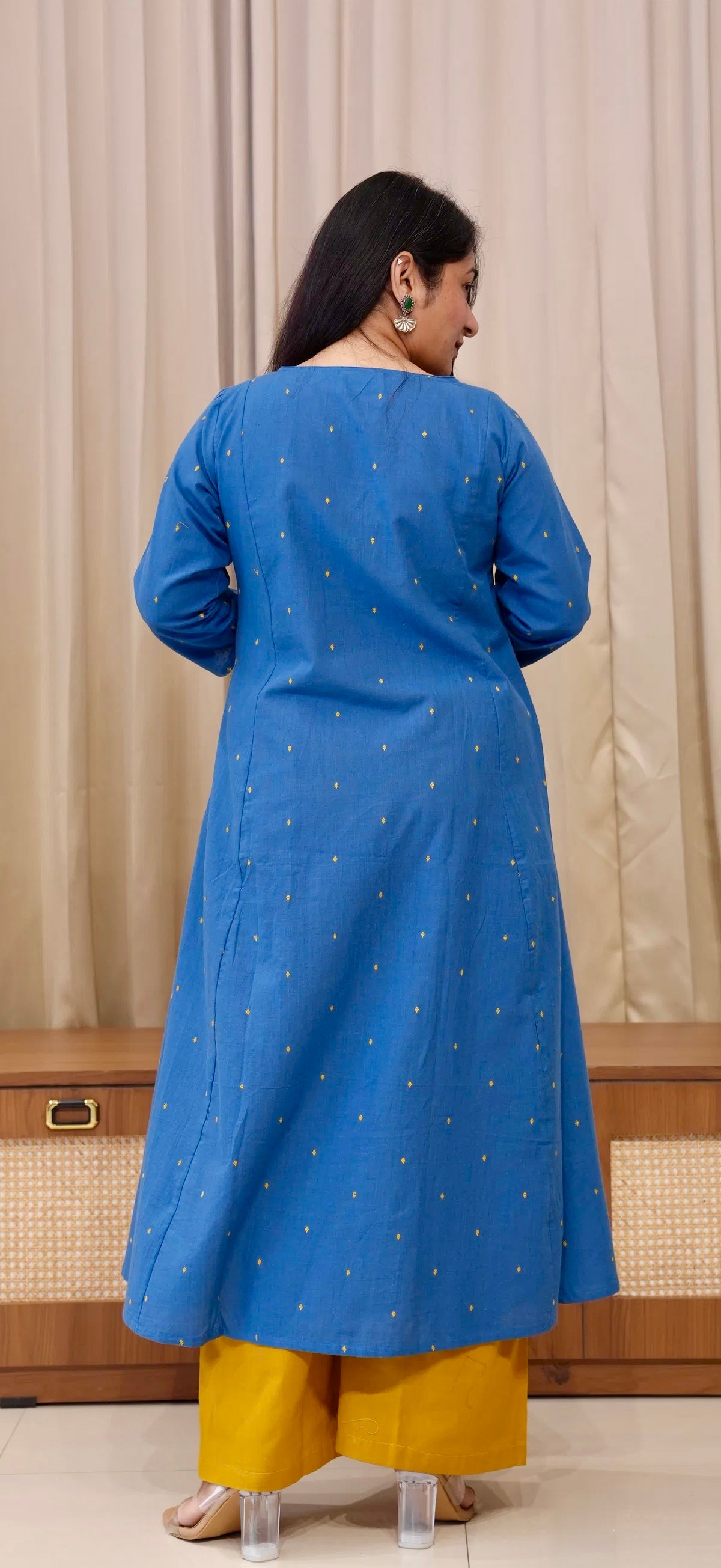 Anjali Handwoven Cotton Kurta - Denim Blue