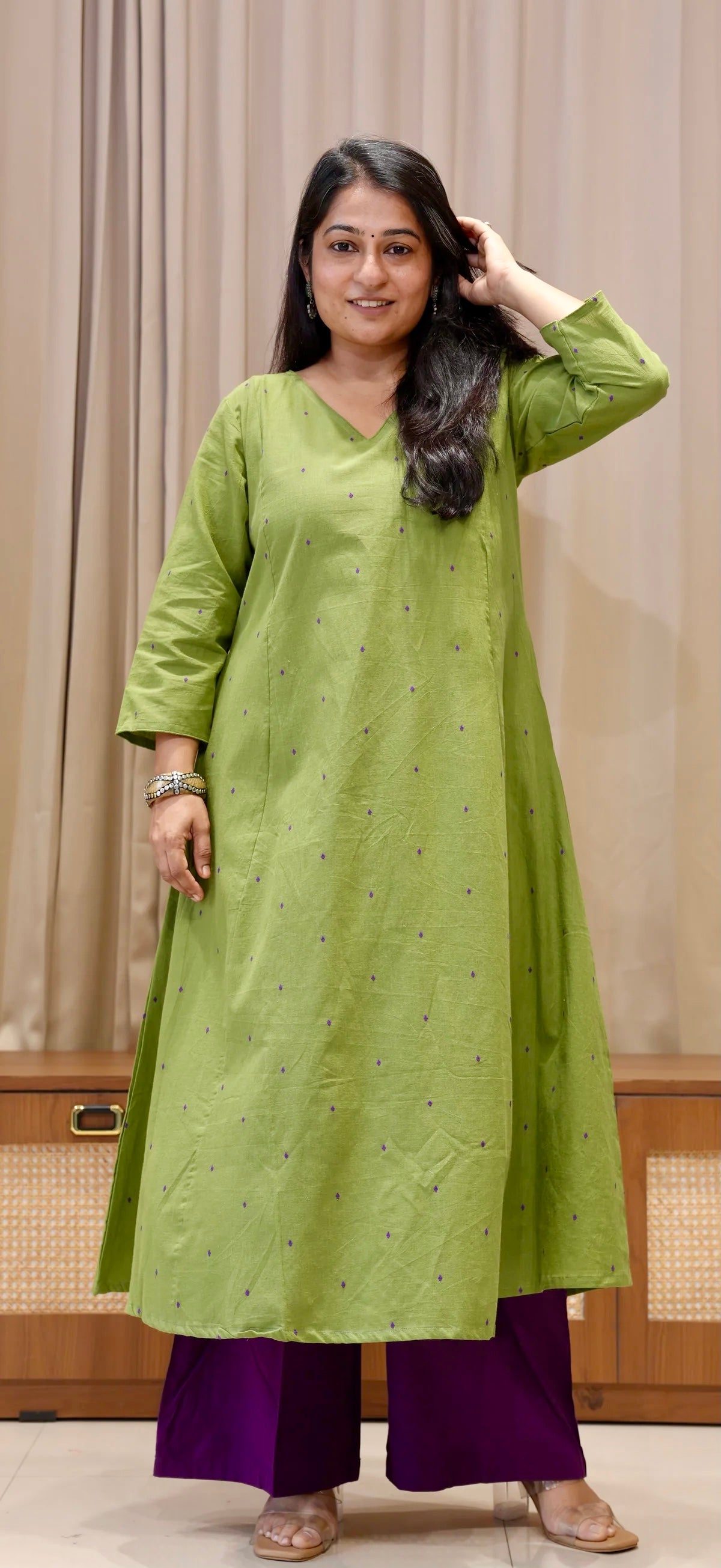 Khushbu Handwoven Cotton Kurta - Cardamom Green