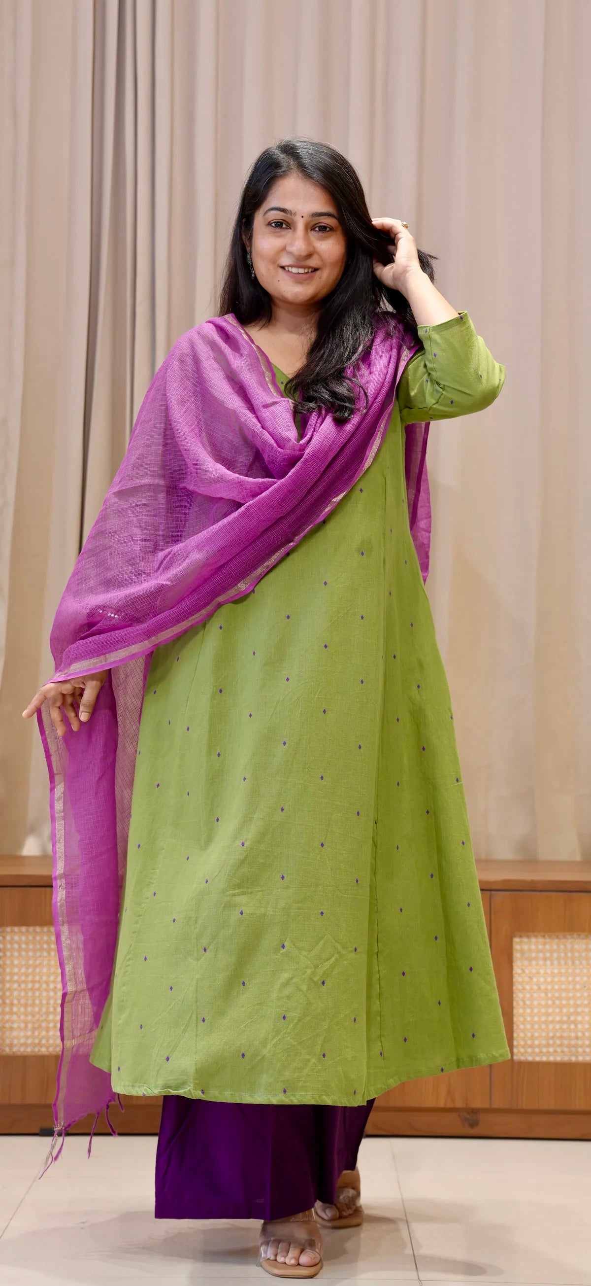 Khushbu Handwoven Cotton Kurta - Cardamom Green