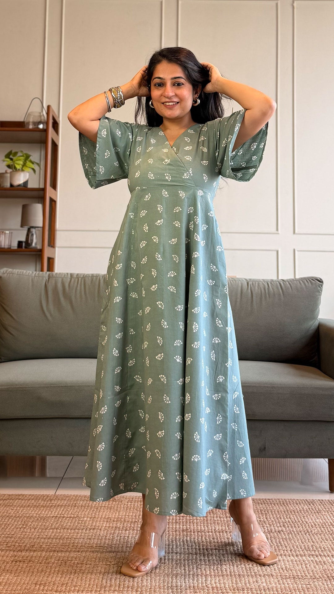 Sylvie Cotton Midi Dress - Sage Green