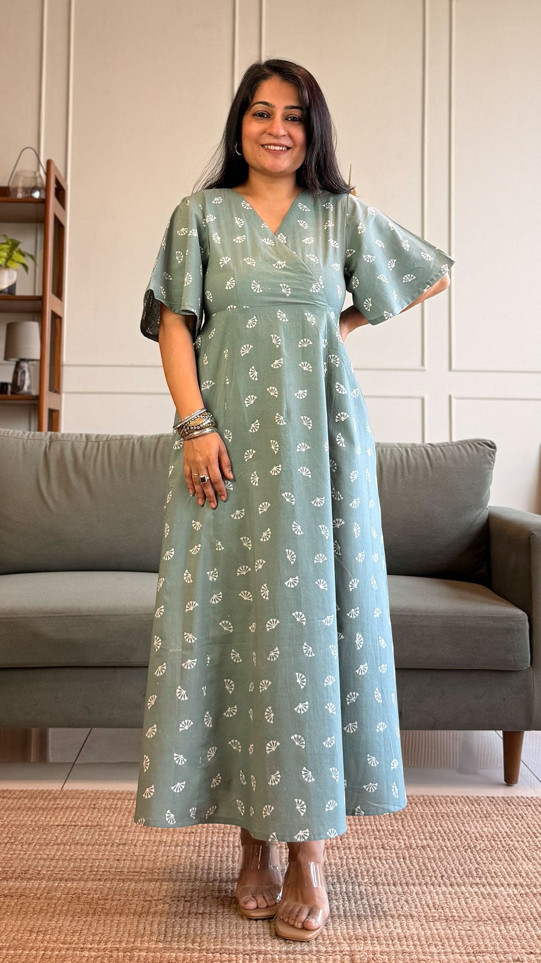 Sylvie Cotton Midi Dress - Sage Green