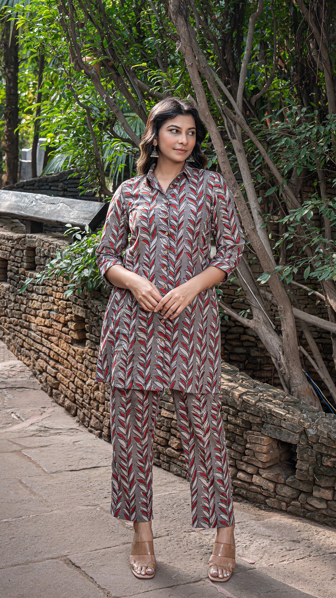 Ridhima Bagru Co-ord Set In Cotton - Grey