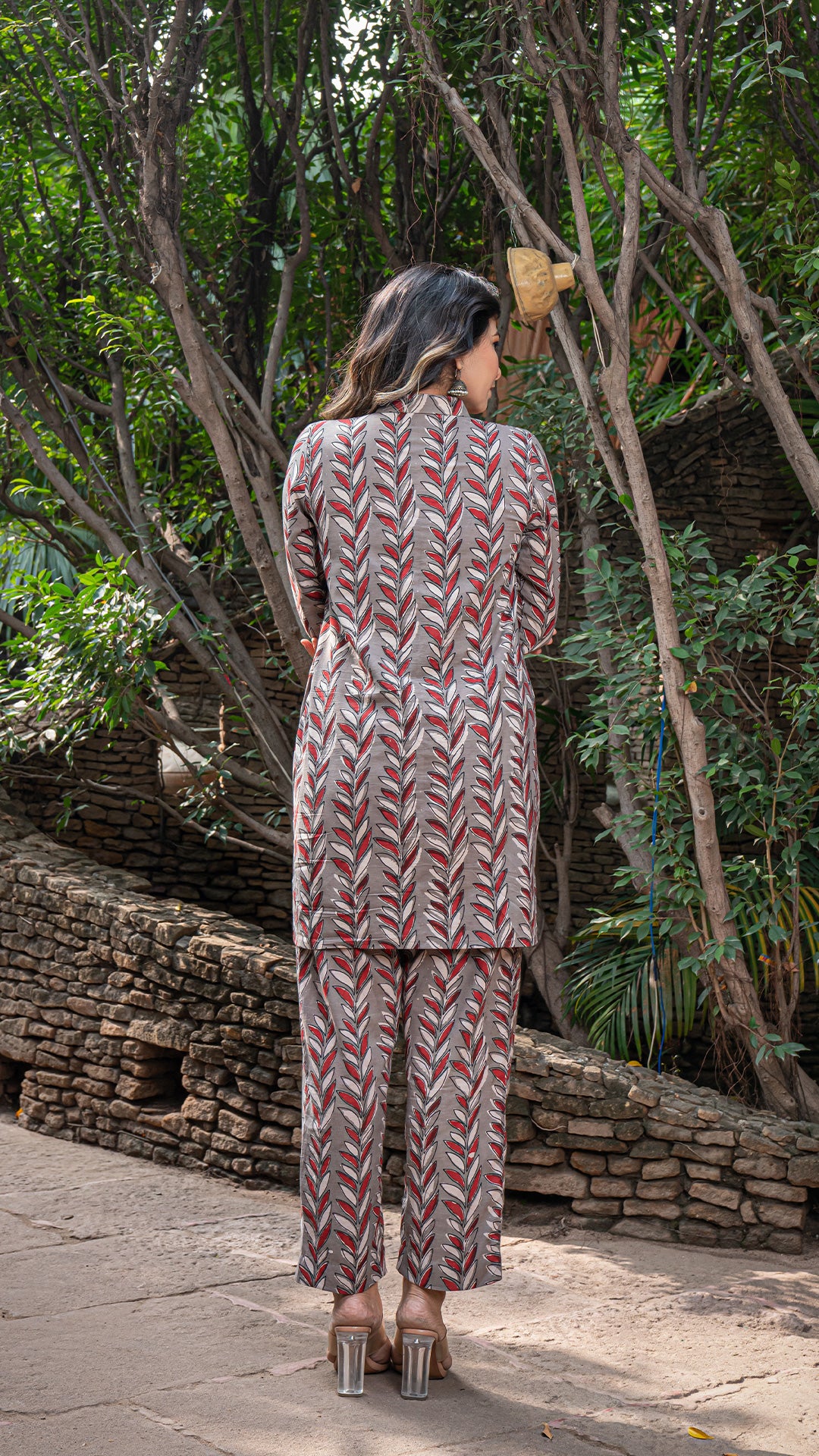 Ridhima Bagru Co-ord Set In Cotton - Grey