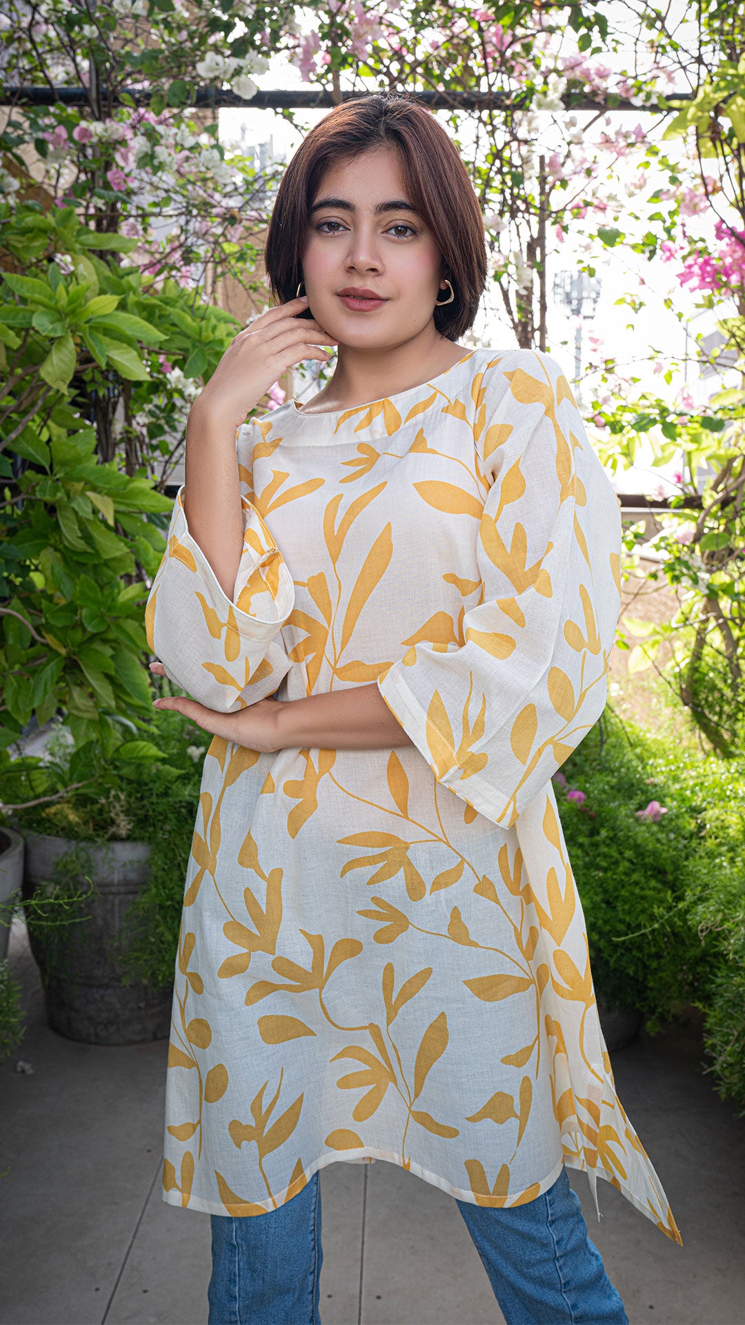 Daisy Mul Cotton Short Top - Yellow