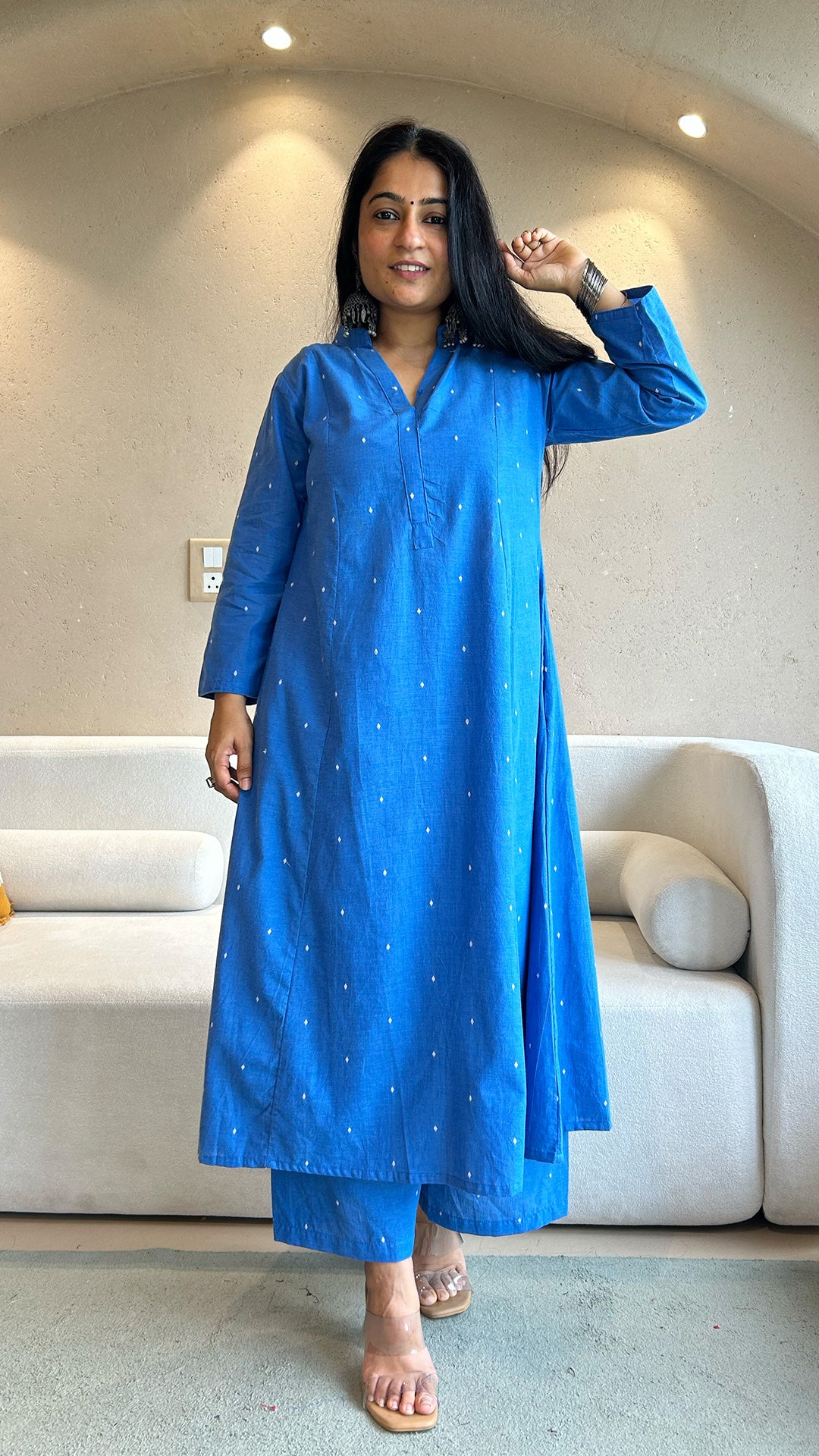Shrreya - Hand Woven Kali Cotton Kurta in Blue