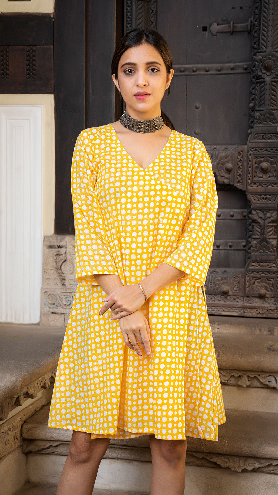 Vaani Wrap Dress In Yellow - Main Image