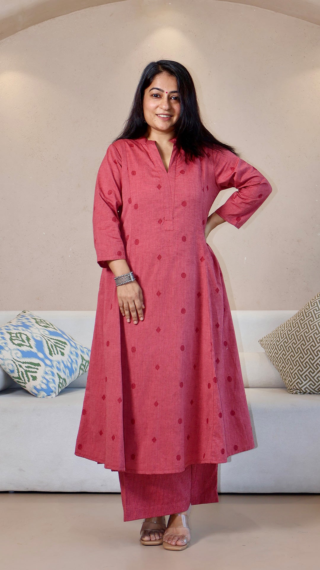 Samita Handwoven Cotton Kurta - Pink