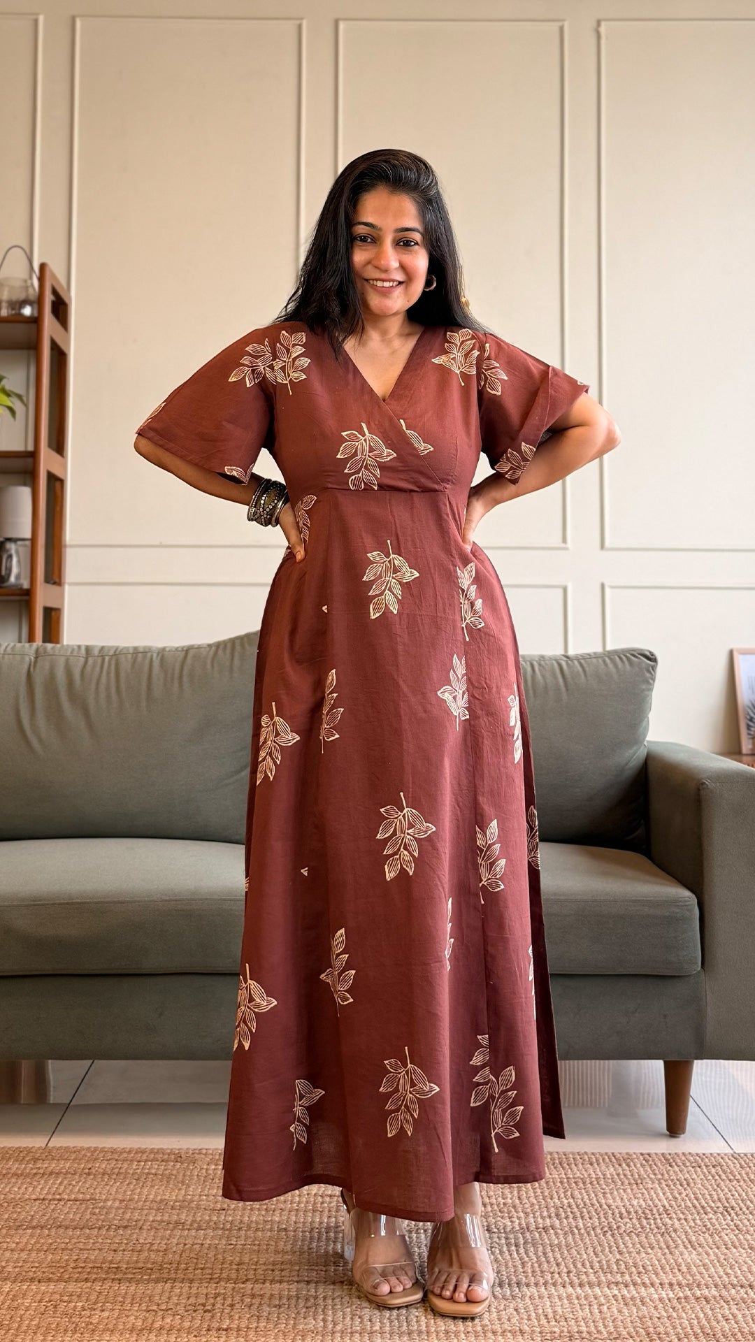 Emily Cotton Midi Dress - Burgundy