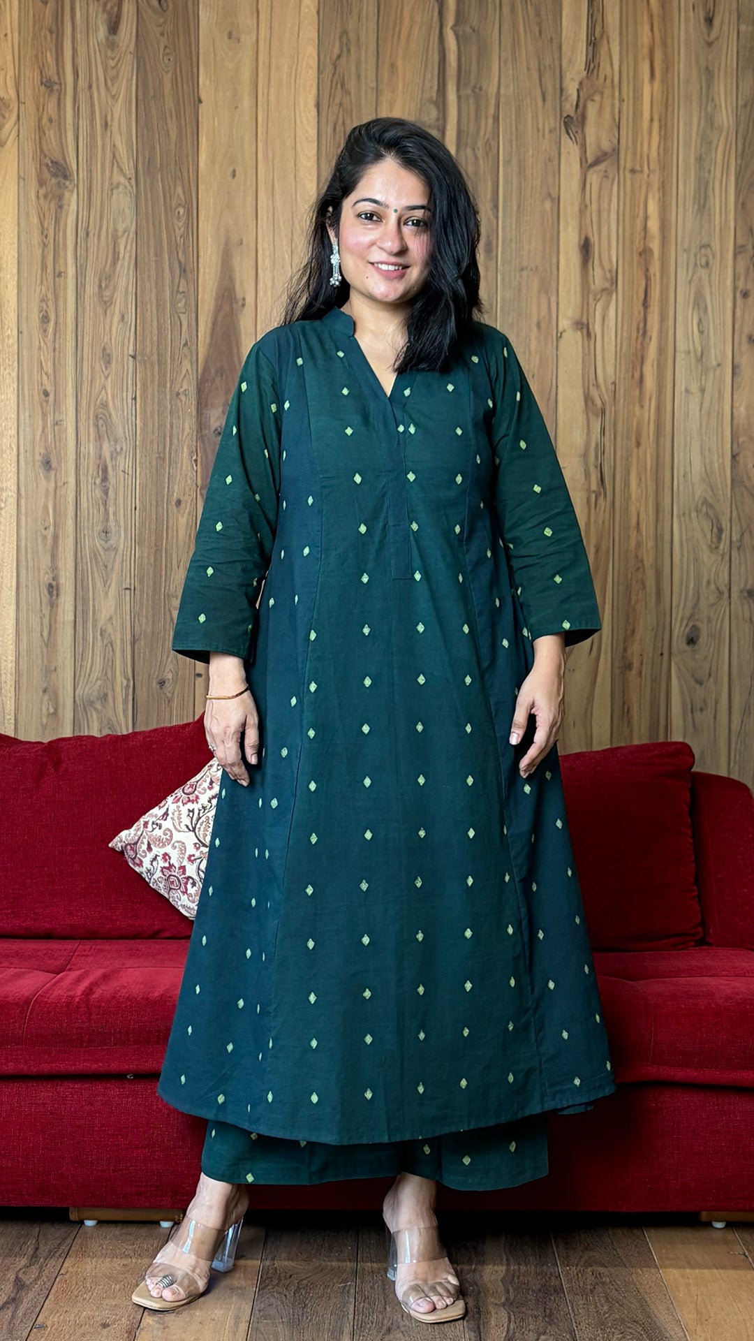 The Diamond Dabu Kali Kurta In Green
