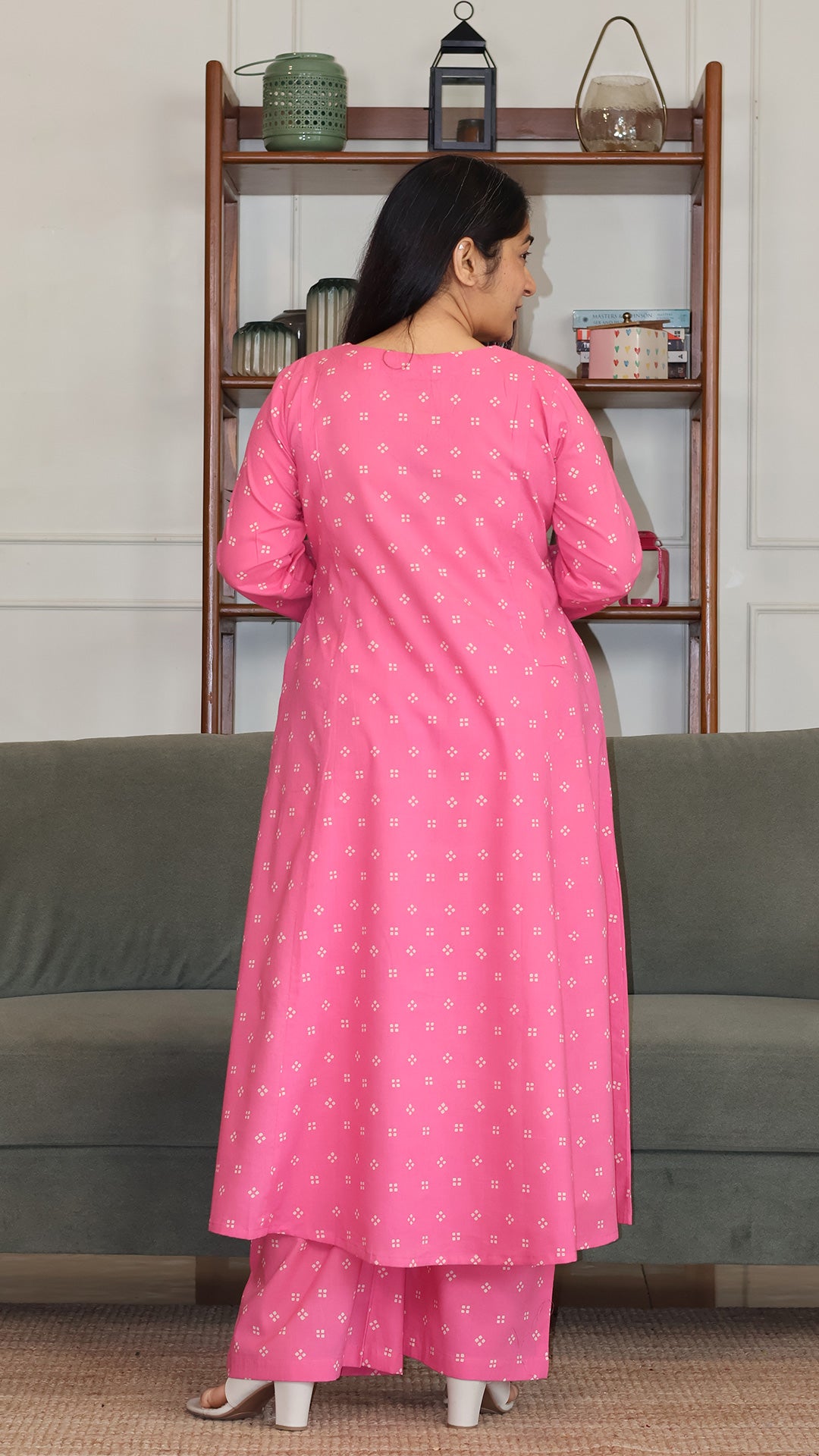 Adira Hand Block Cotton Kurta - Pink