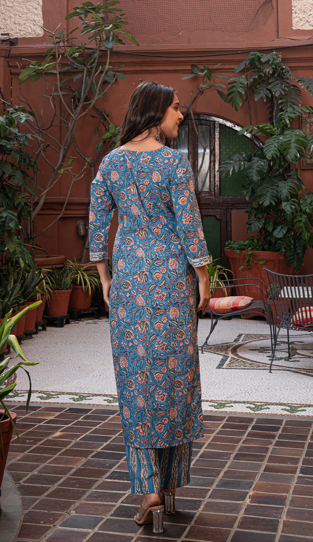 Maheen Sanganeri Hand Block Cotton Kurta - Blue