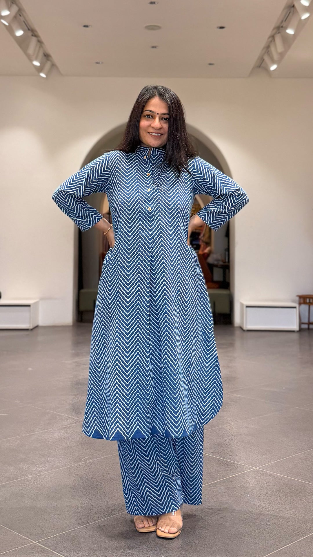 Indigo Zig Zag Cotton Co-ord