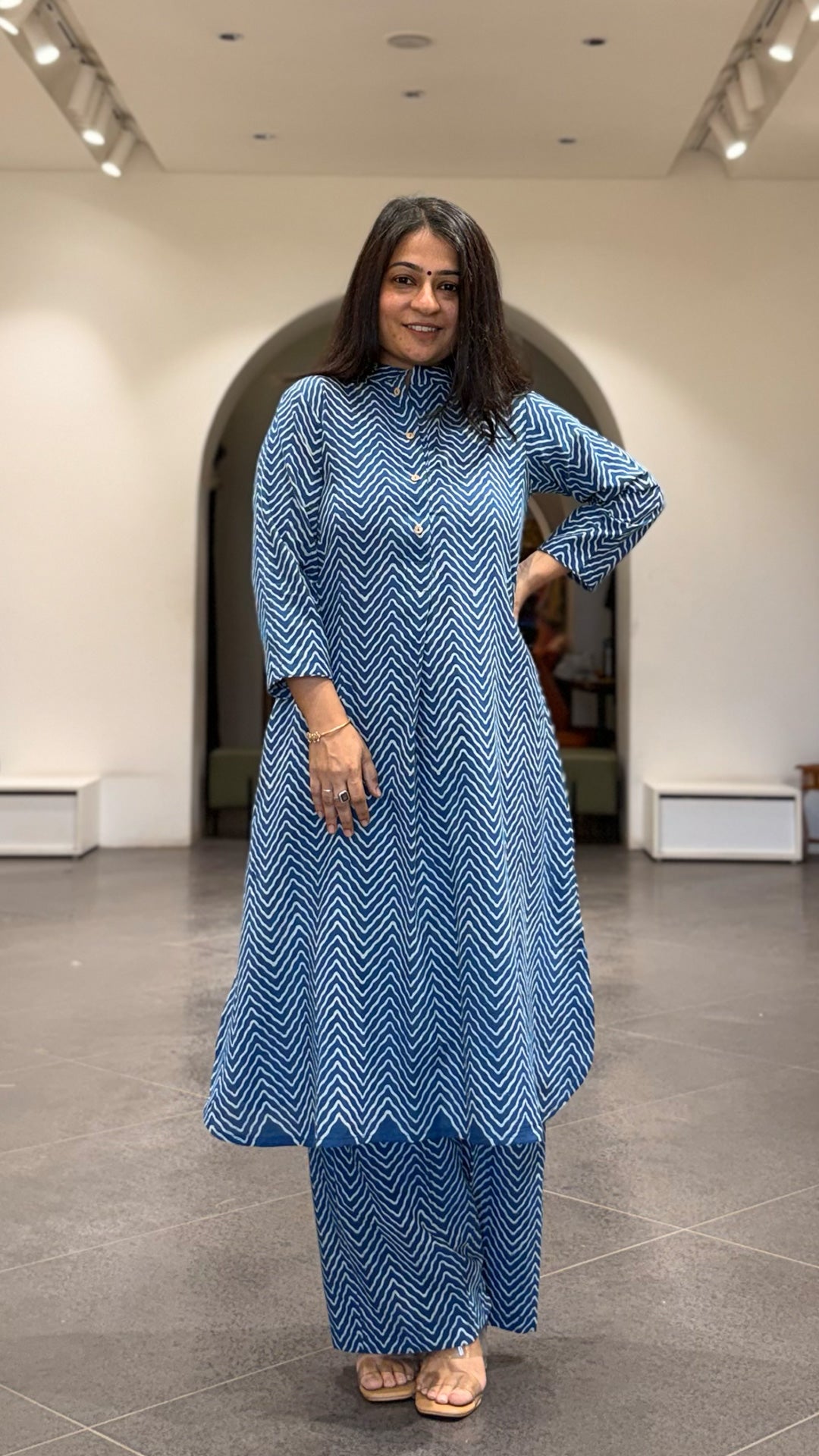 Indigo Zig Zag Cotton Co-ord