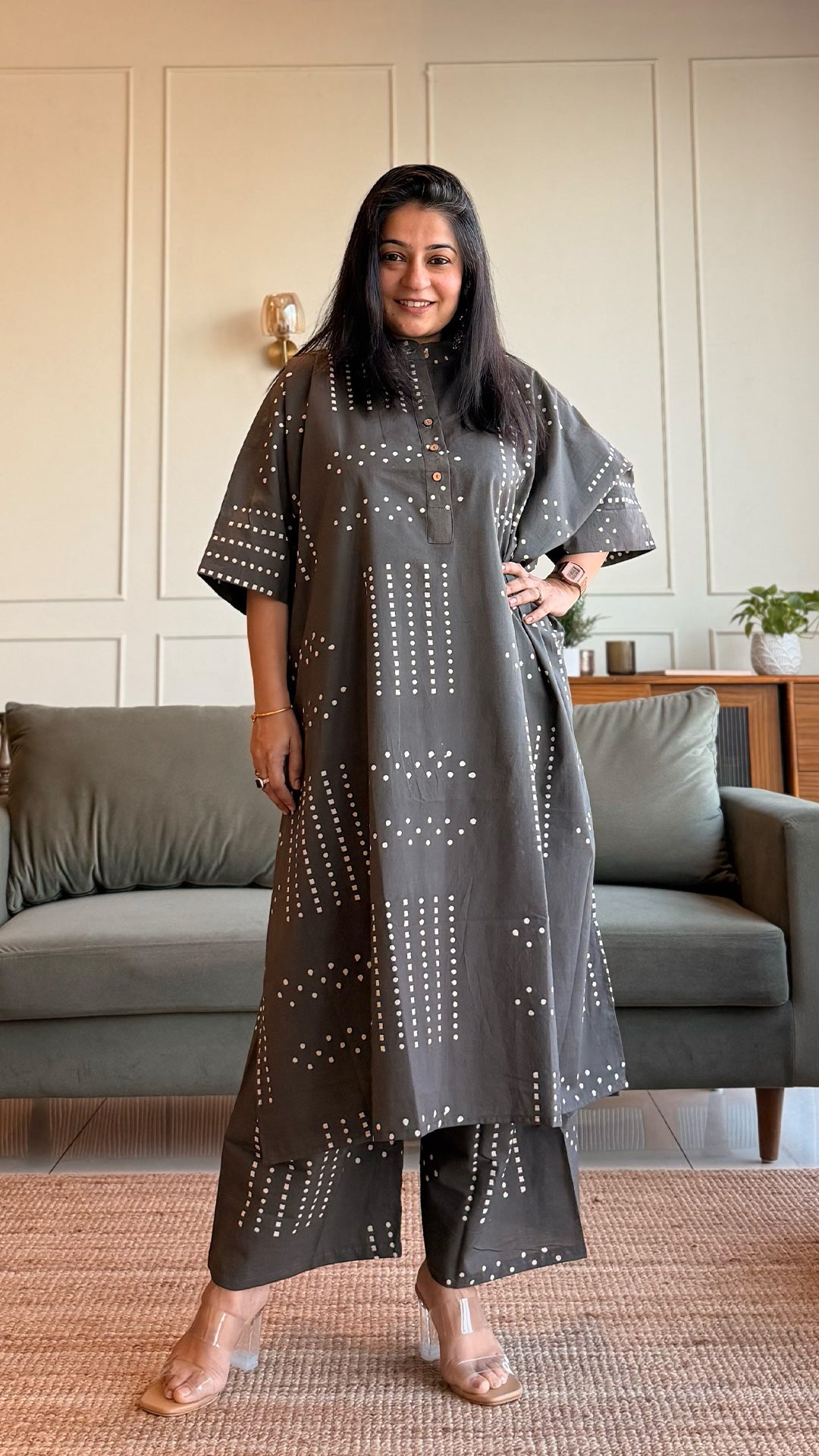 Hannah Cotton Kaftan Co-ord - Grey