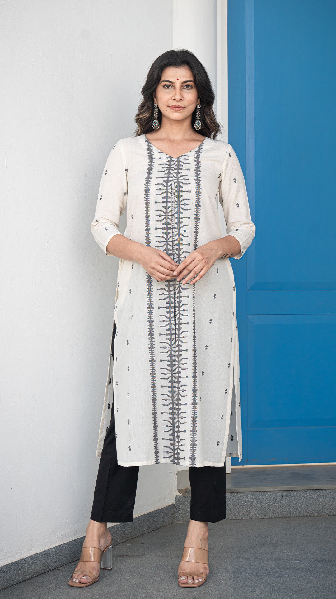 Medha Hand Woven Cotton Kurta - White