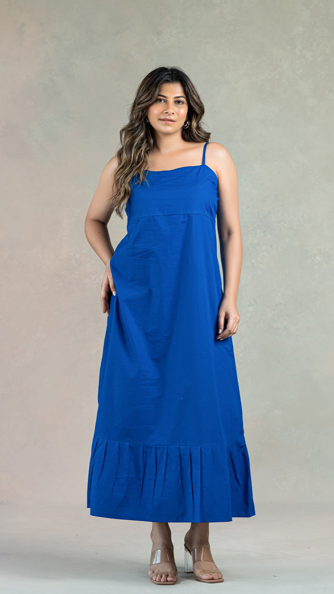 Royal Blue Spaghetti Organic Cotton Dress