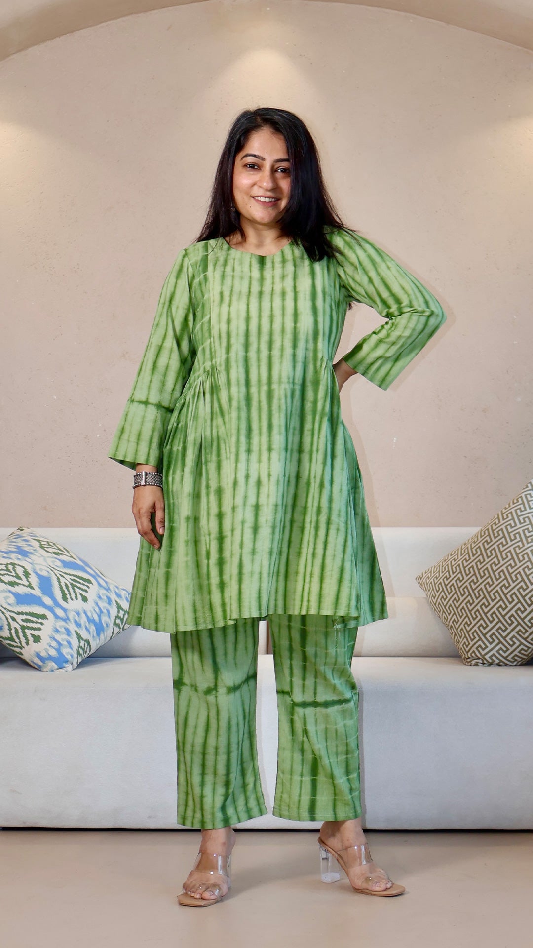 Green Shibori Cotton Co-ord