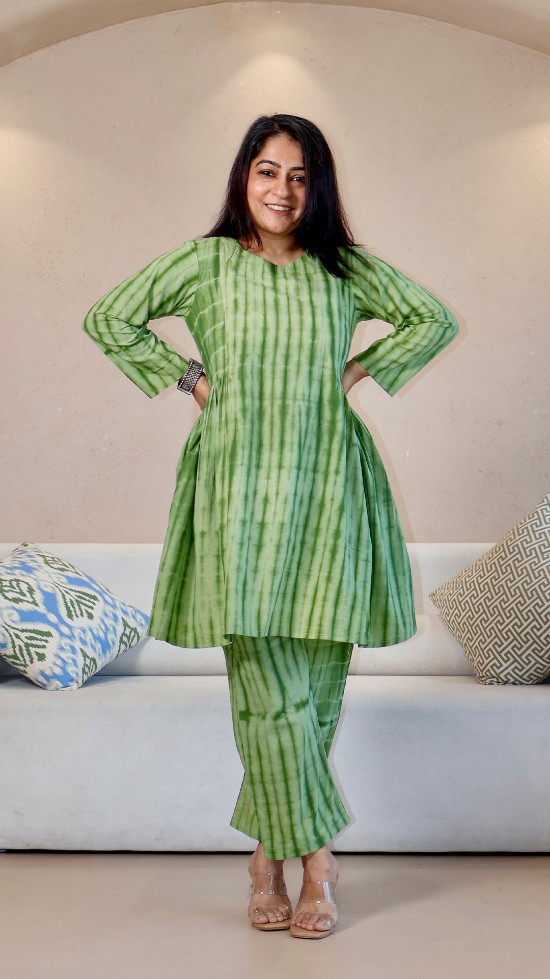 Green Shibori Cotton Co-ord