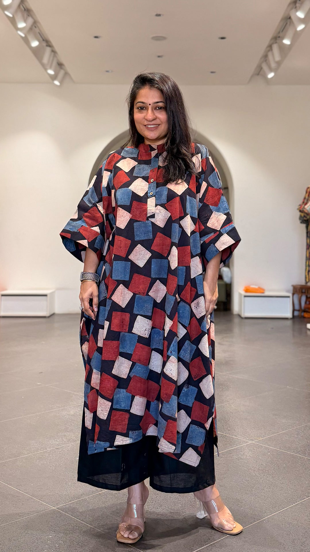 August Ajrakh Cotton Kaftan Co-ord - Black